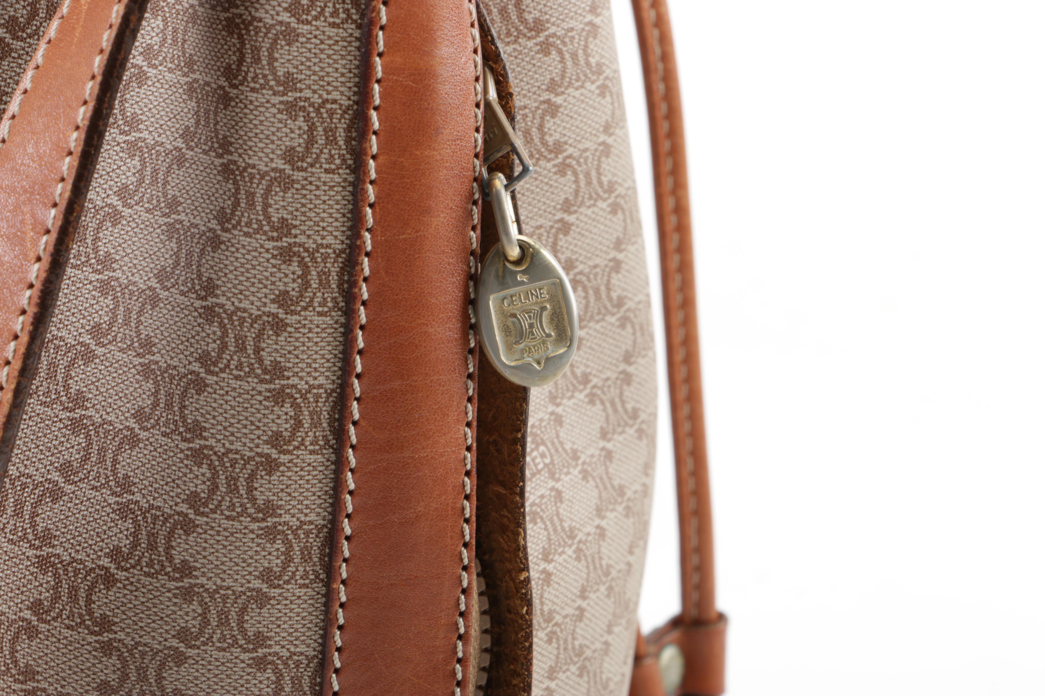 Vintage Céline Coated Canvas and Leather Bucket Bag