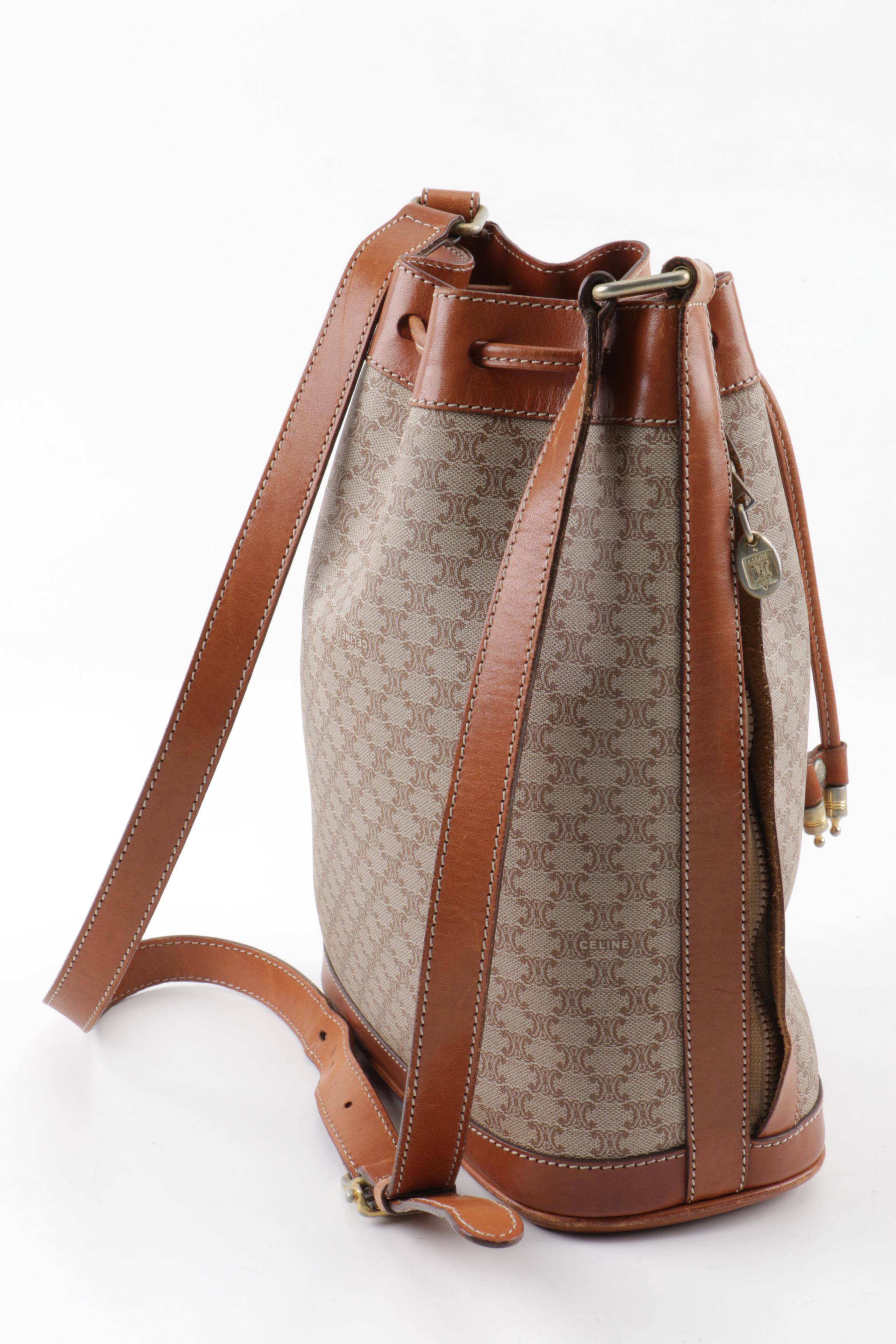 Vintage Céline Coated Canvas and Leather Bucket Bag
