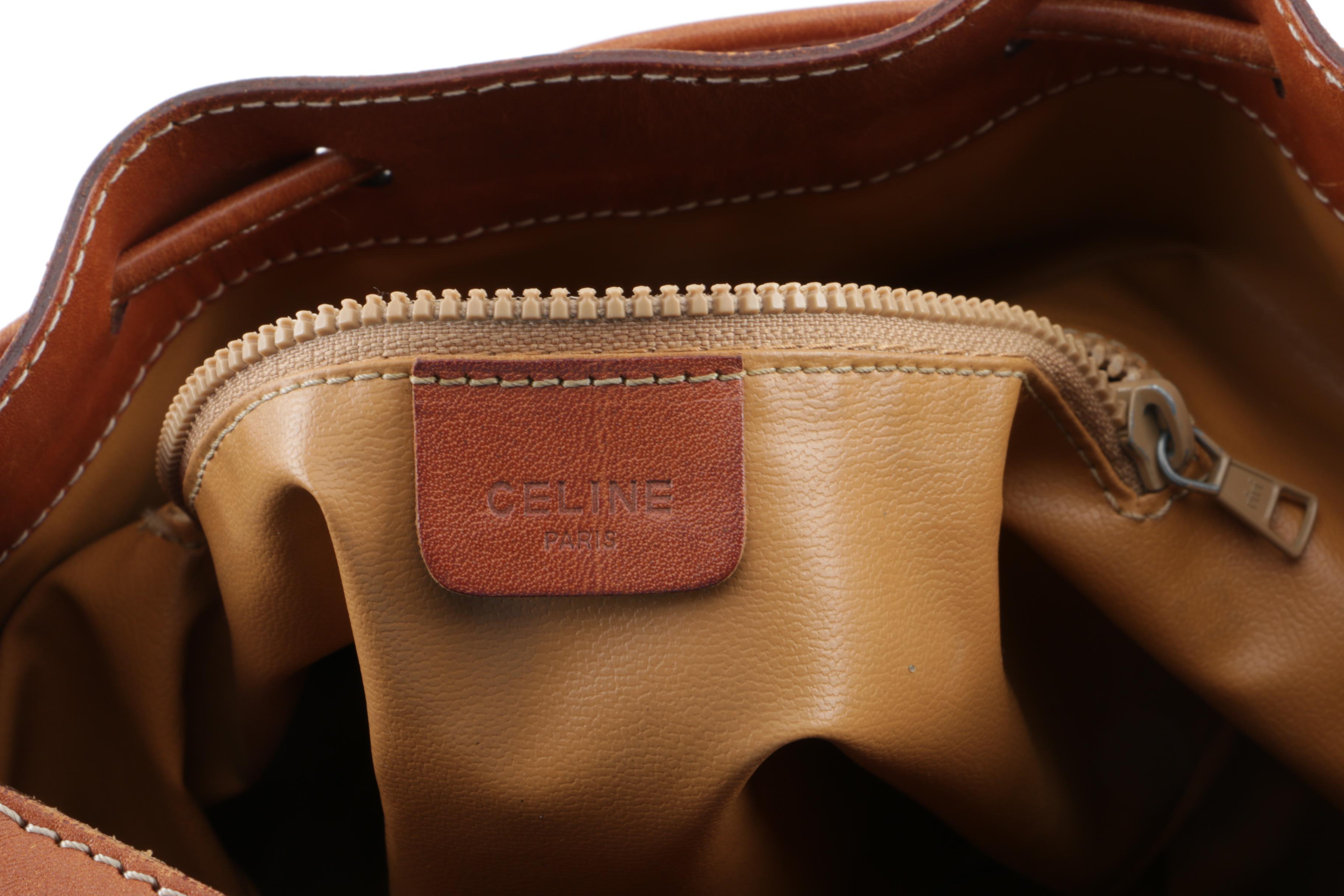 Vintage Céline Coated Canvas and Leather Bucket Bag