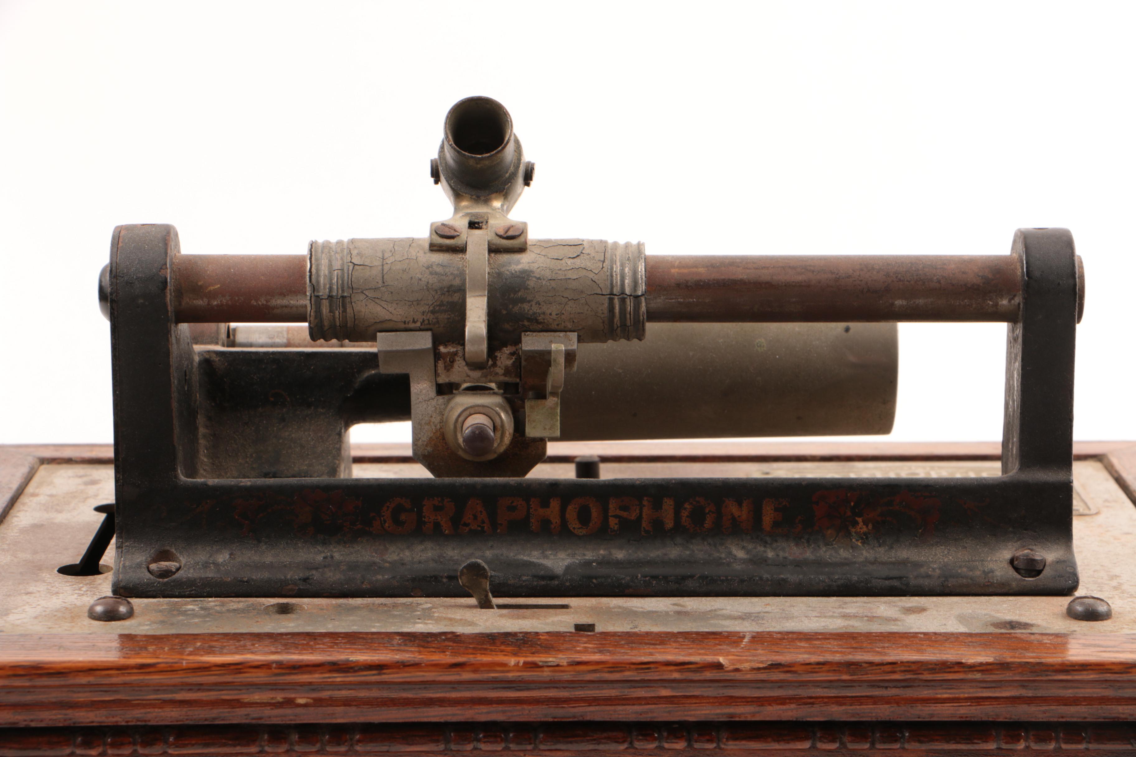 Antique Columbia Graphophone Model Type "AO" in Deluxe Oak Case, Circa 1902