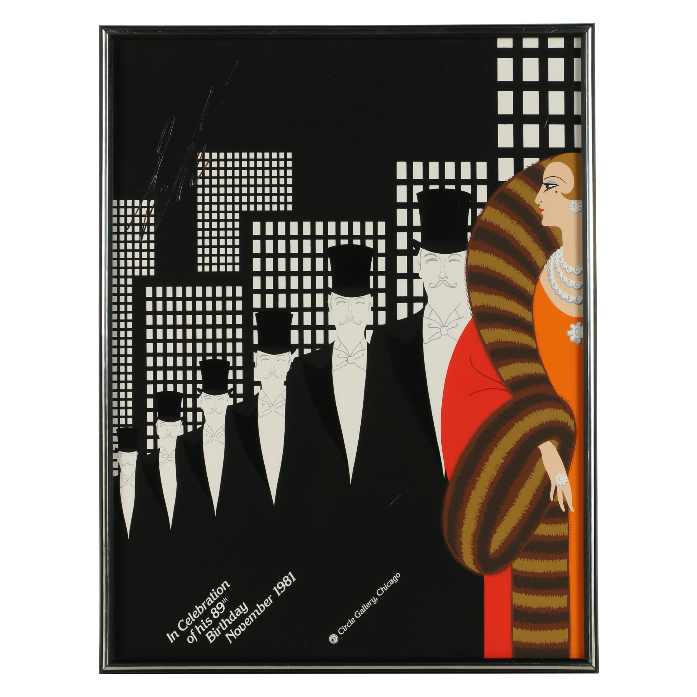 Vintage Serigraph Poster for Erté Birthday Celebration