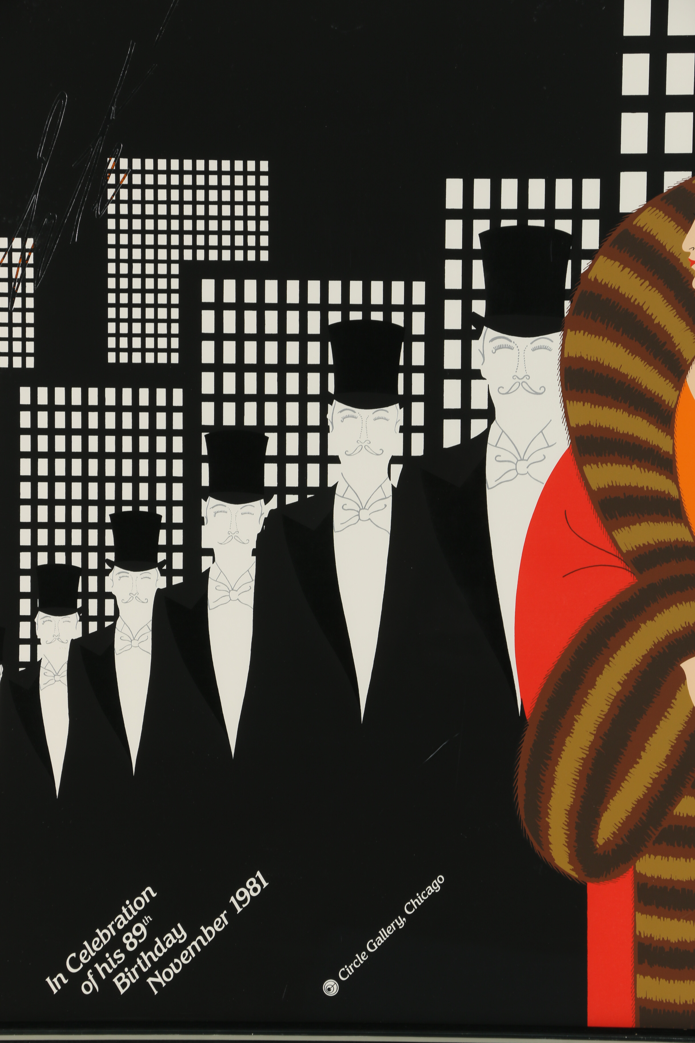 Vintage Serigraph Poster for Erté Birthday Celebration