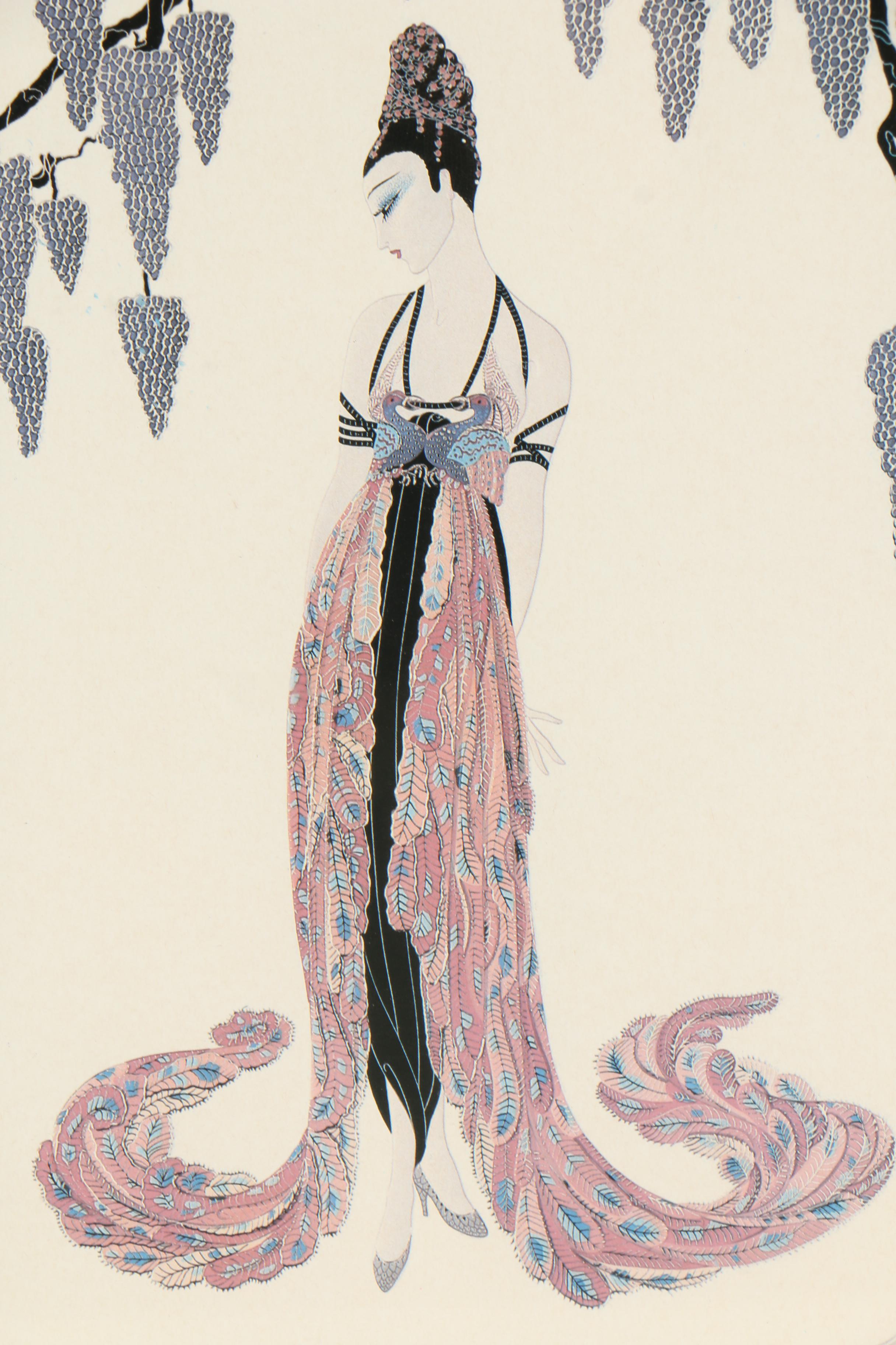 Offset Lithograph After Romain de Tirtoff (Erté) "Feather Gown"