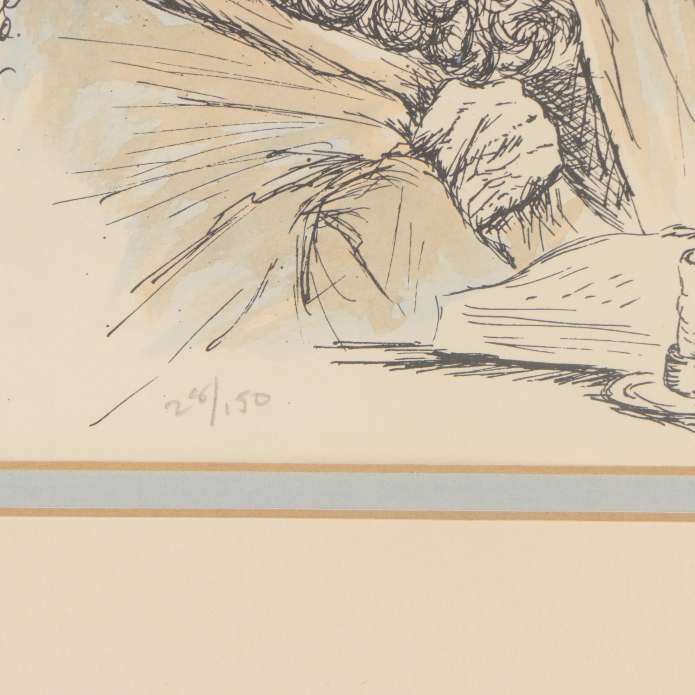 Color Lithograph Portrait