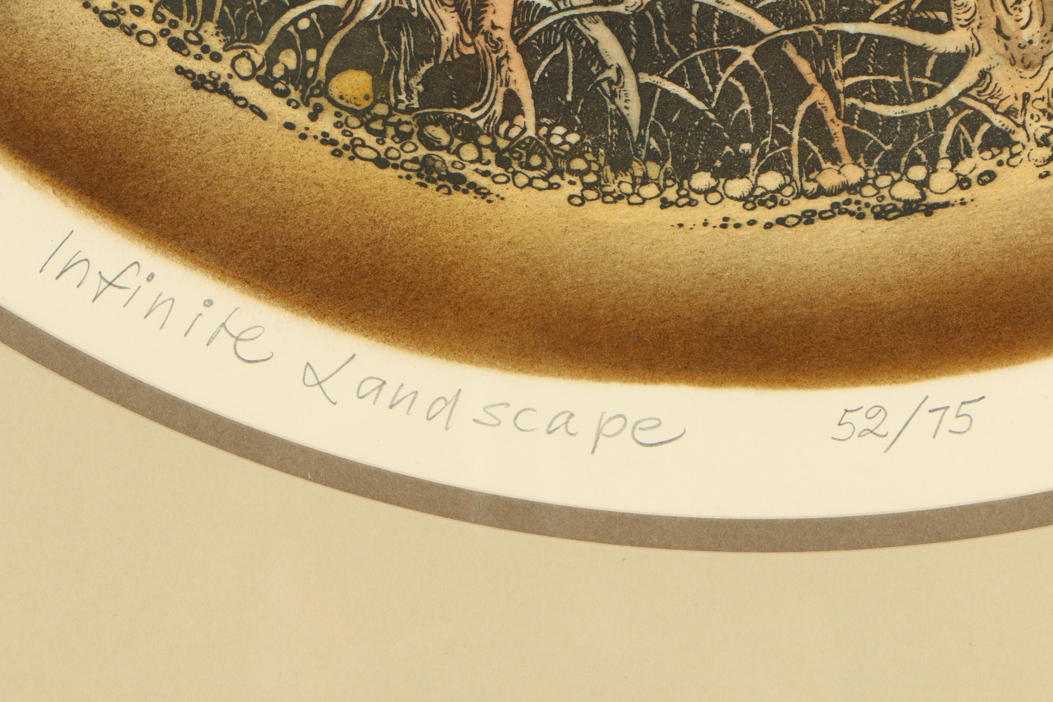 Curt Frankenstein Hand Colored Etching "Infinite Landscape"