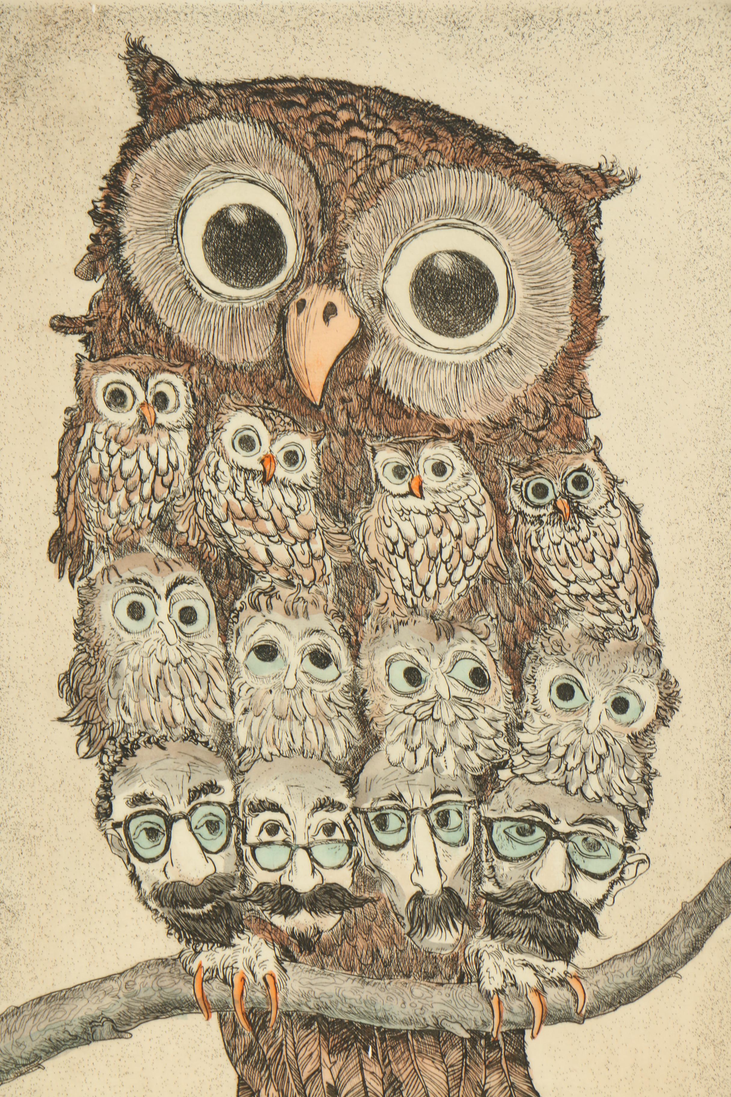 Curt Frankenstein Hand Colored Etching "The Critics"