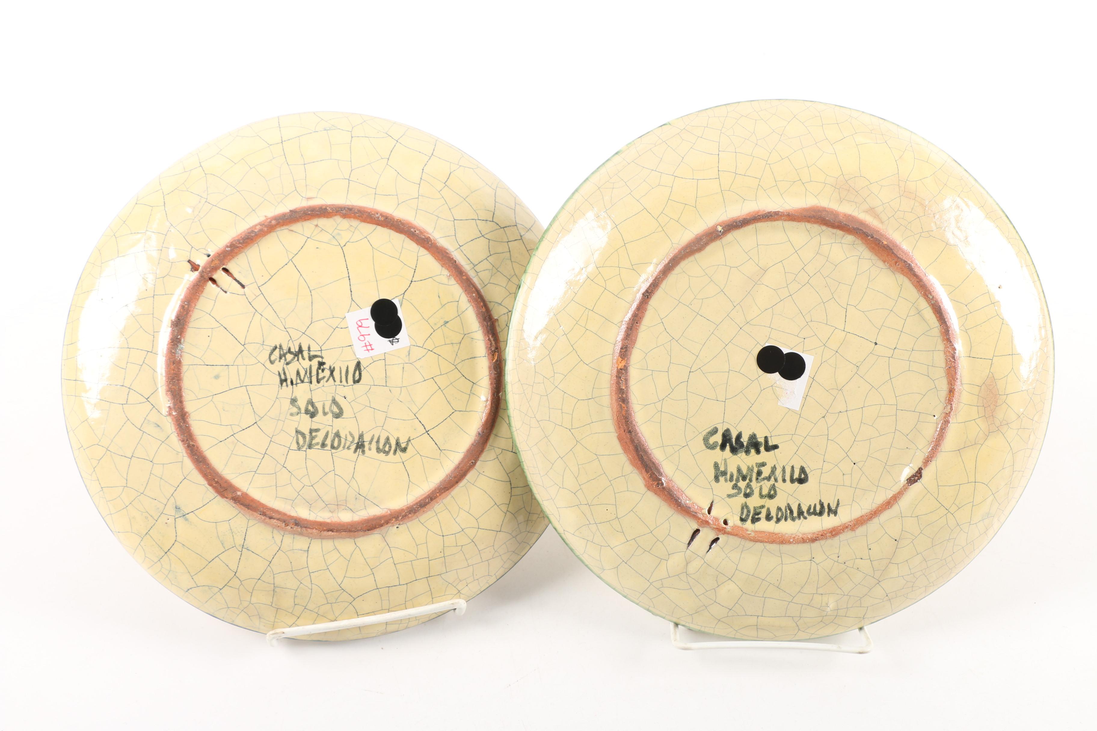 Vintage Casal Mexican Art Pottery Decorative Plates