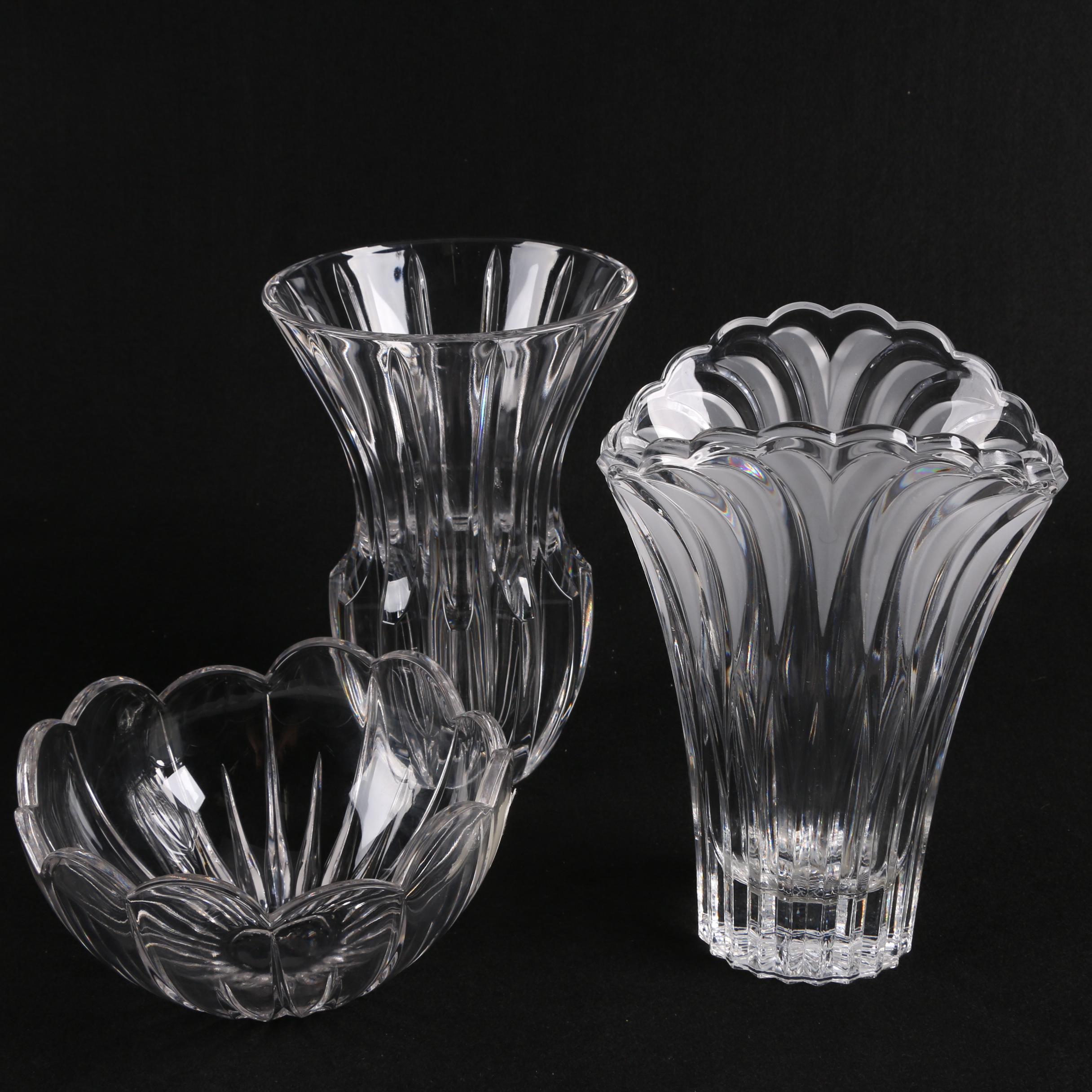 Miller Rogaska Italian Crystal Vase with Mikasa "Icicles" Crystal Bowl