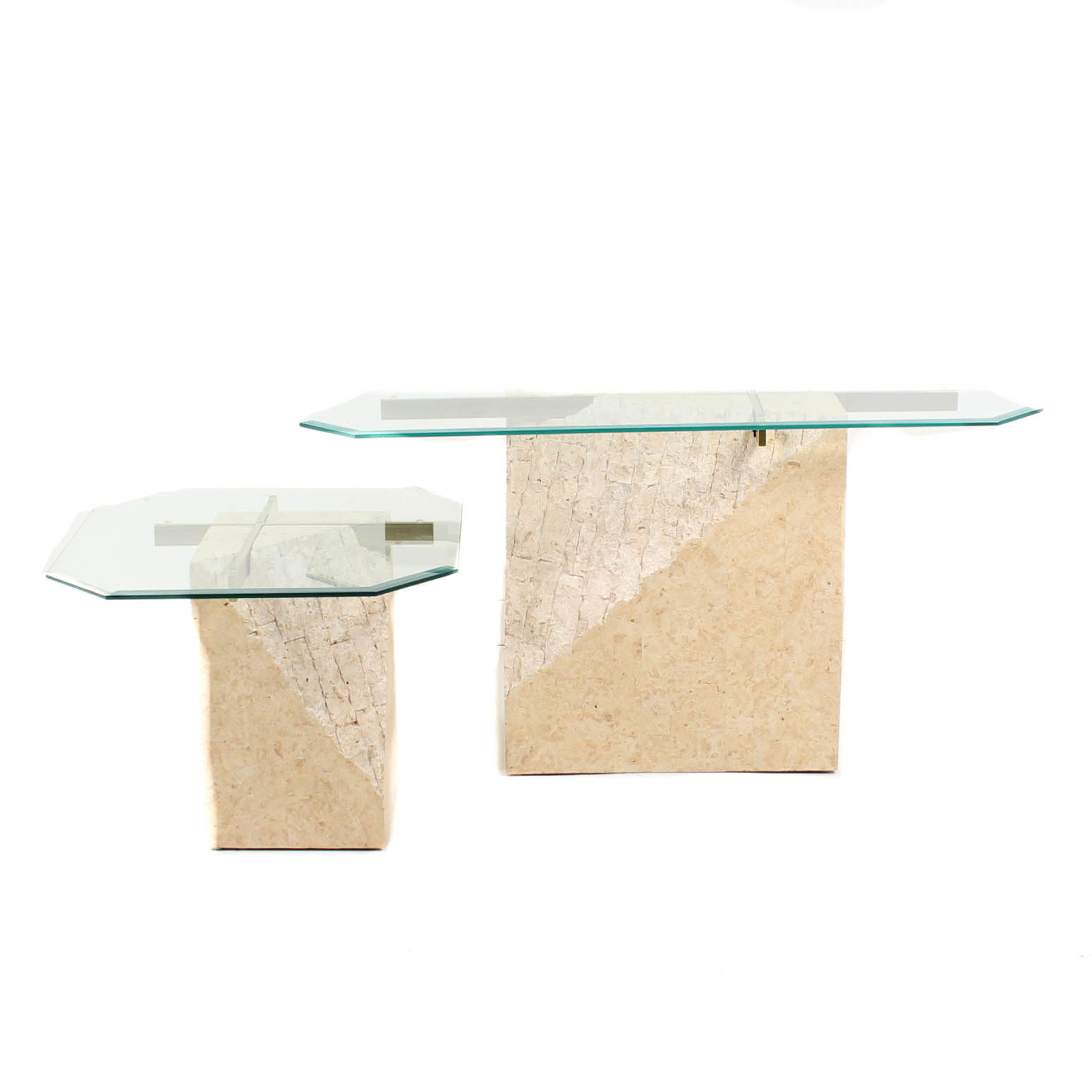 Faux Marble Glass Top Tables