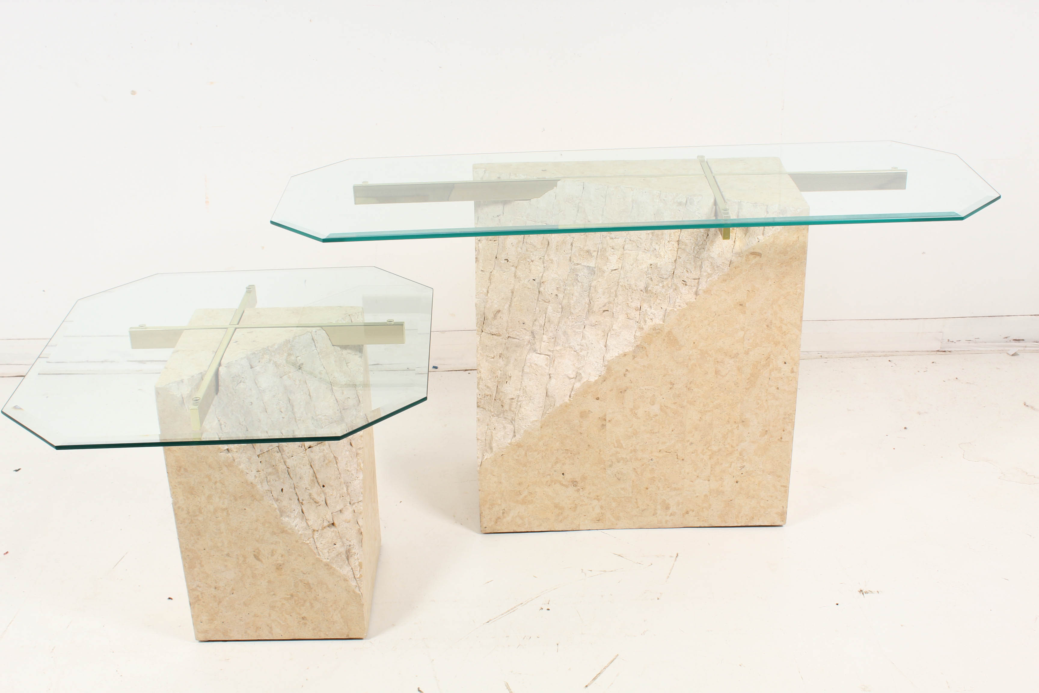 Faux Marble Glass Top Tables