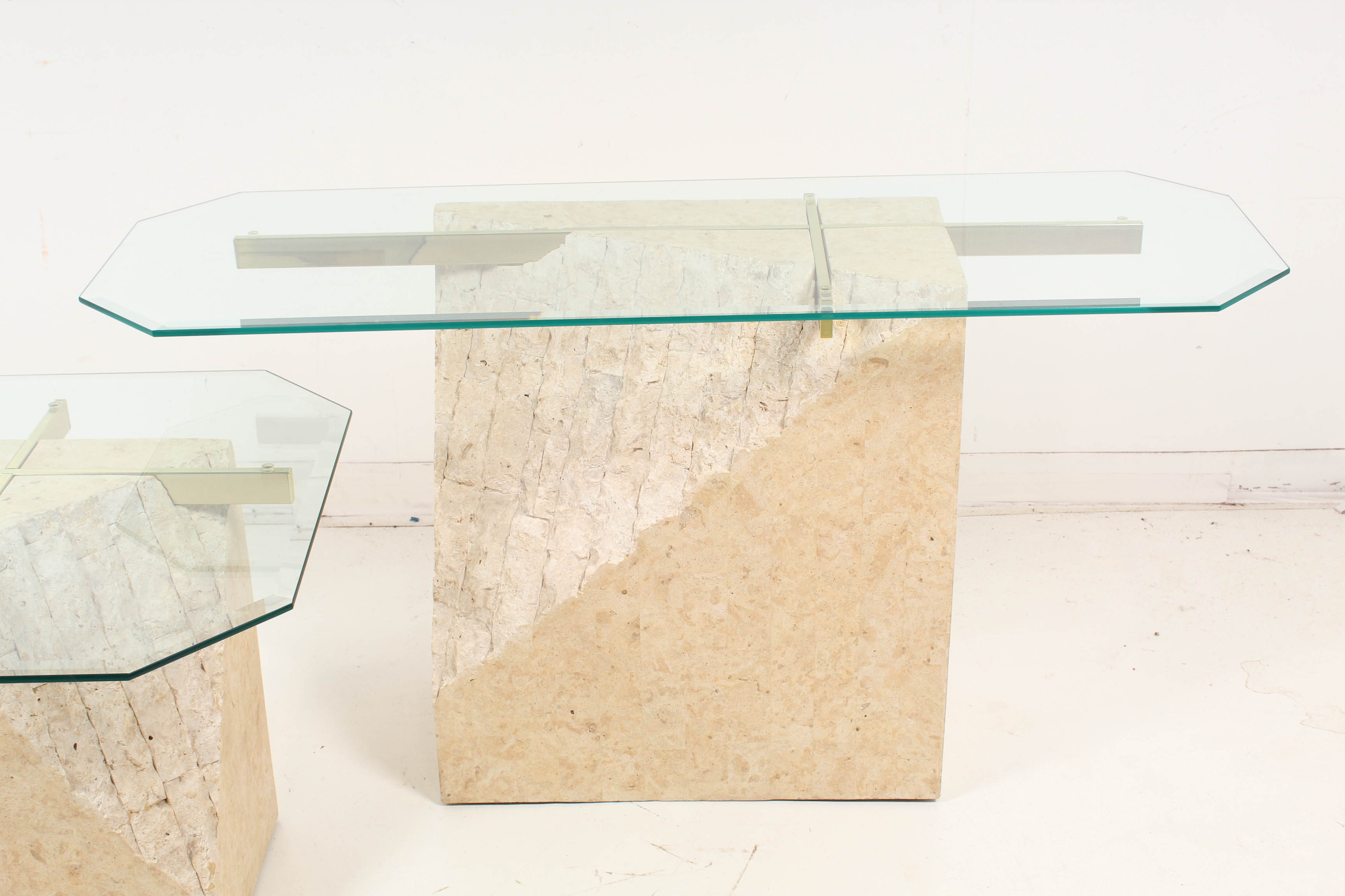 Faux Marble Glass Top Tables