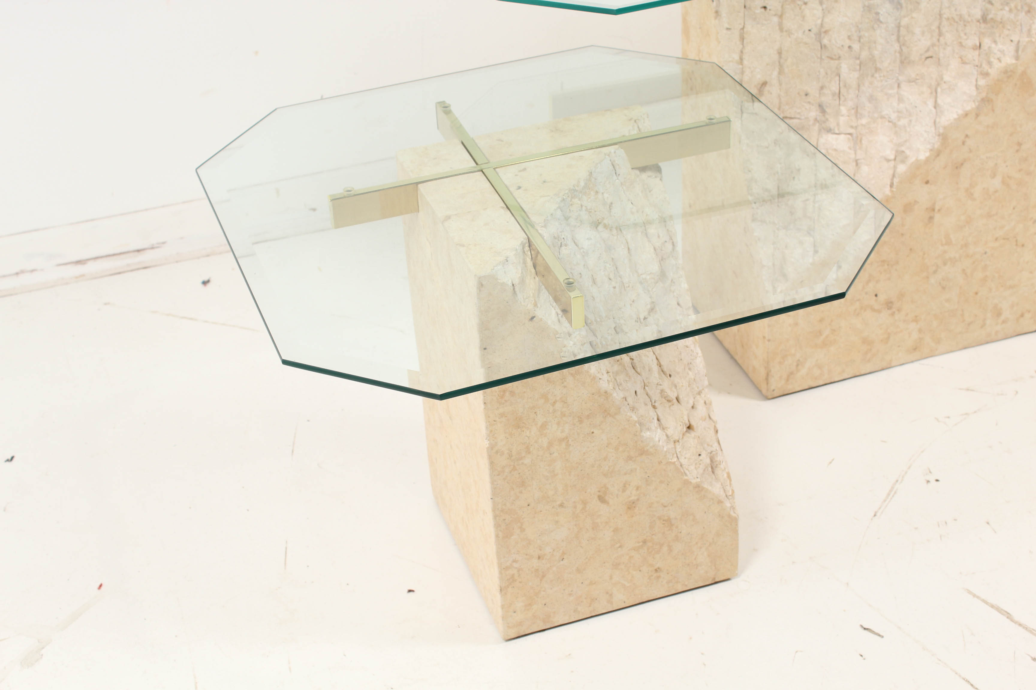 Faux Marble Glass Top Tables
