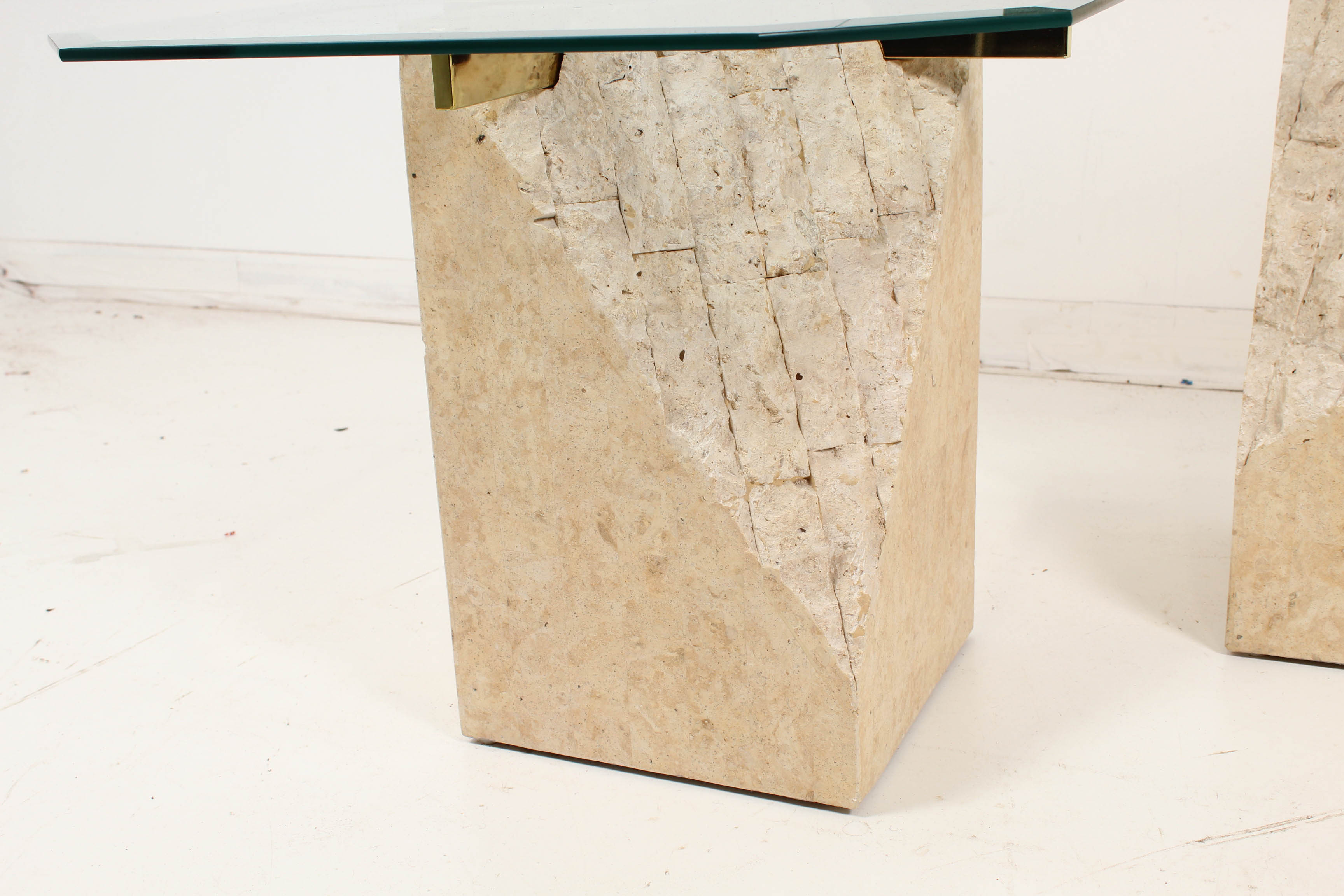 Faux Marble Glass Top Tables