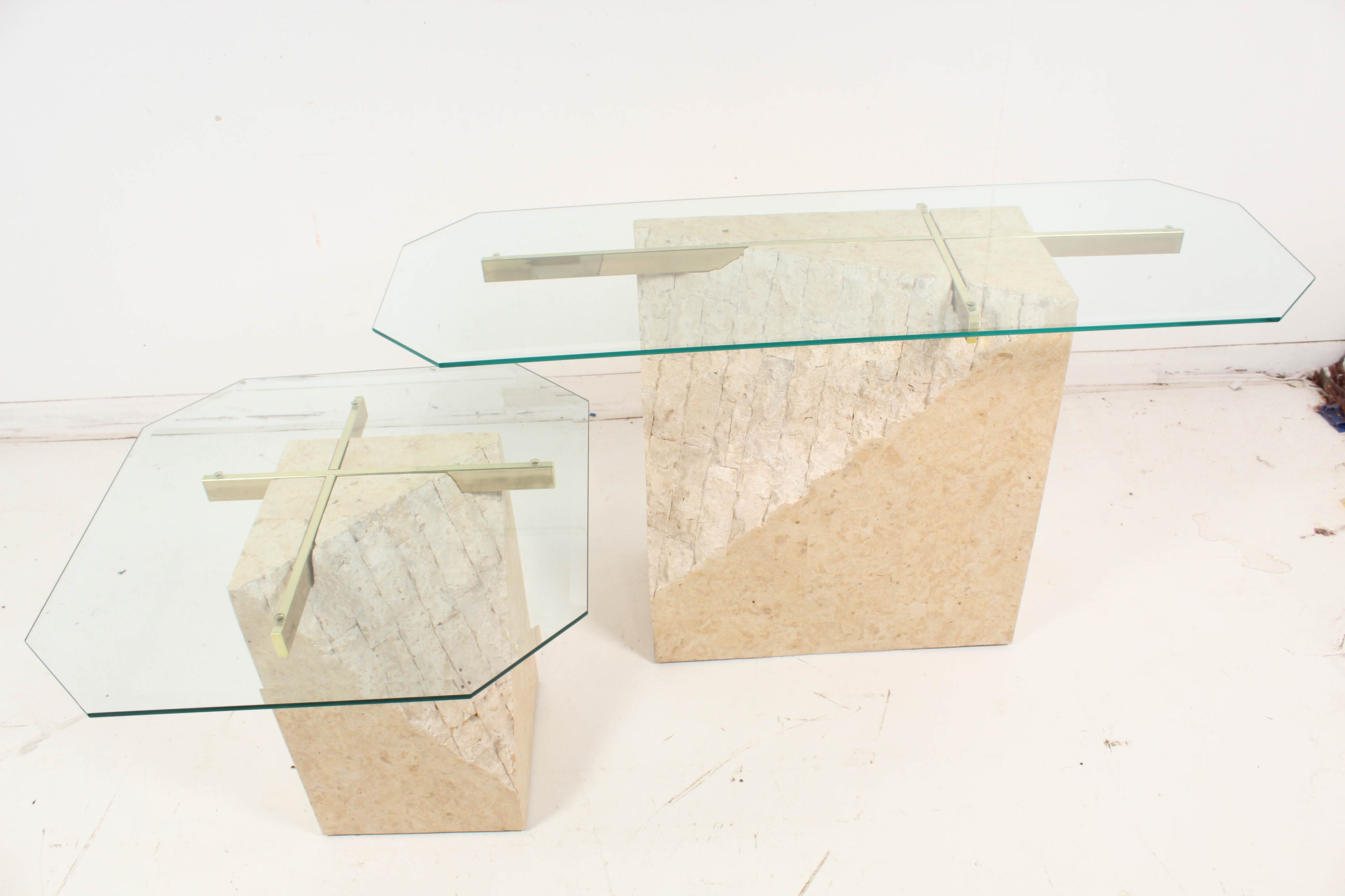 Faux Marble Glass Top Tables