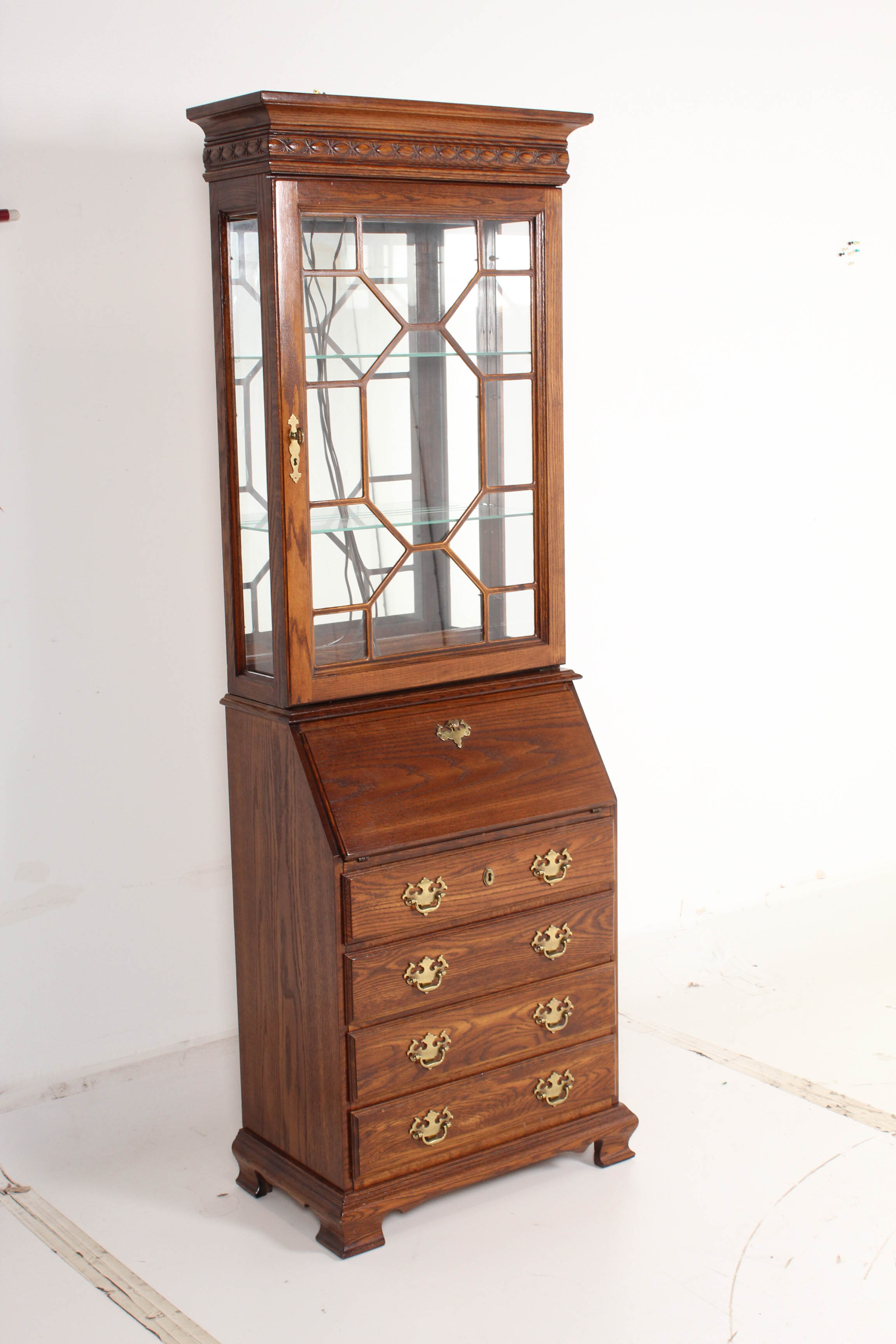 Colonial Revival Oak Secretary
