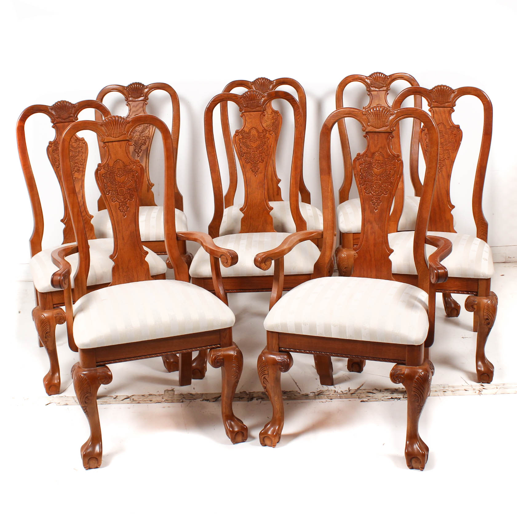 Queen Anne Oak Dining Chairs