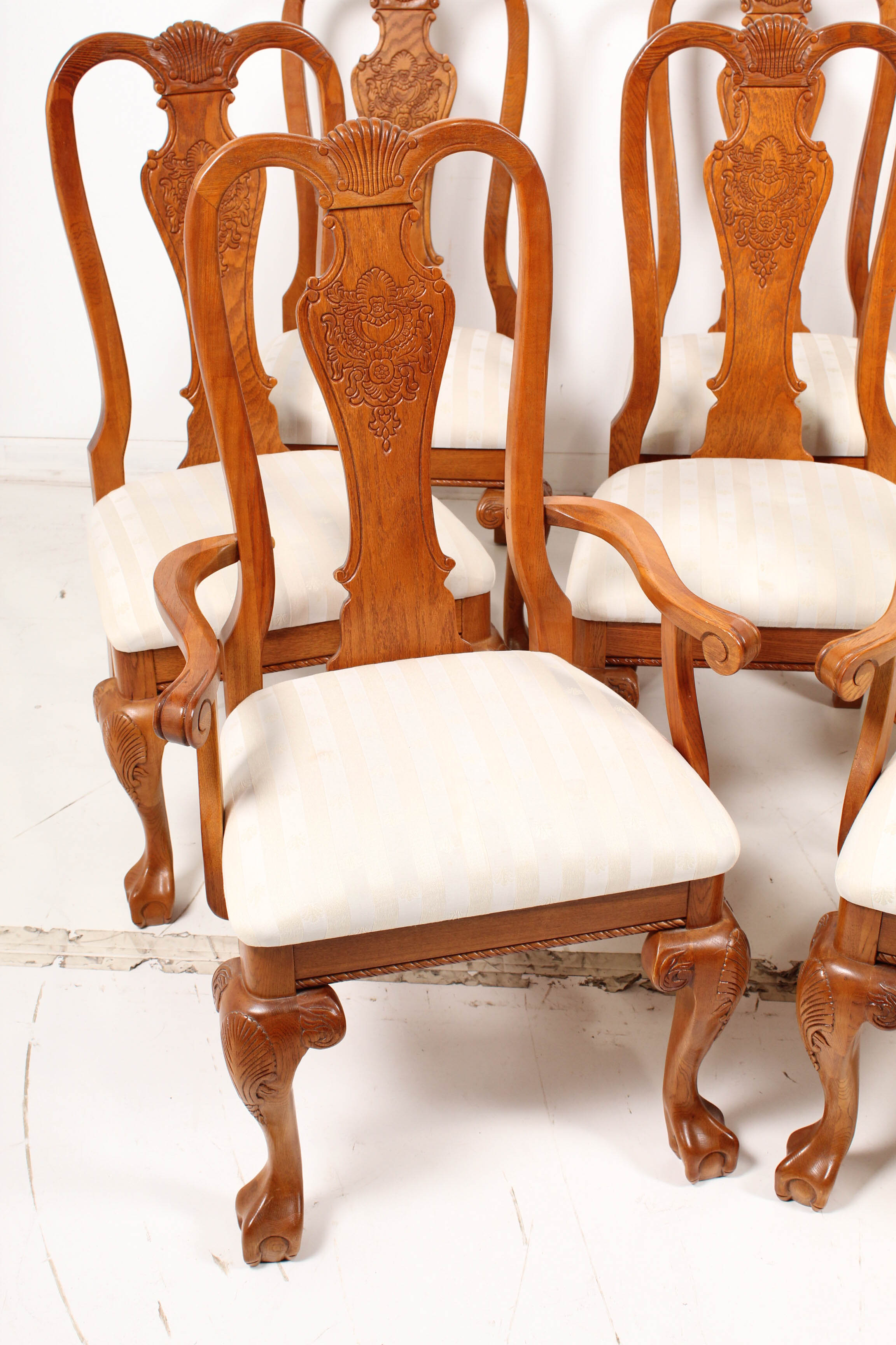 Queen Anne Oak Dining Chairs