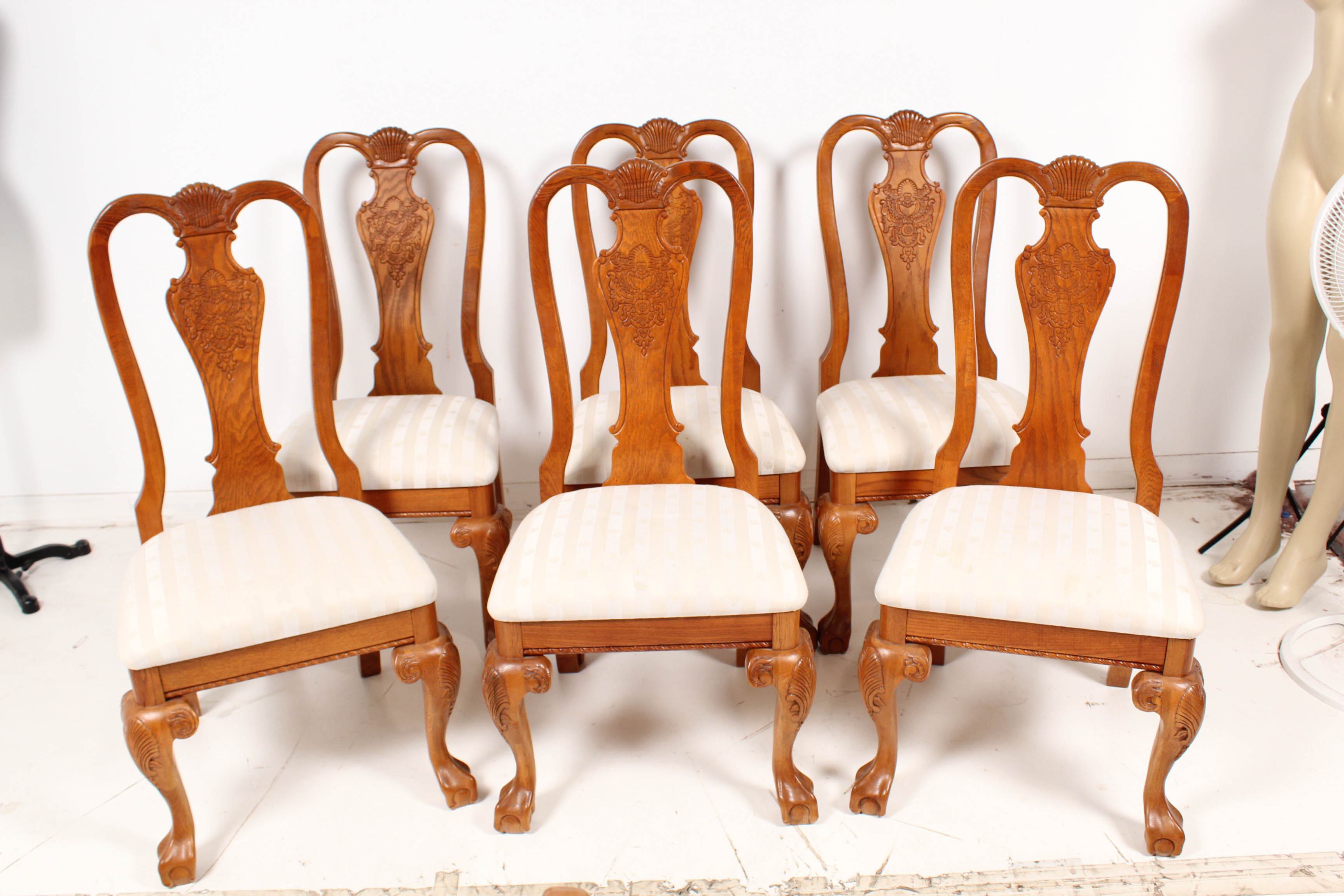 Queen Anne Oak Dining Chairs