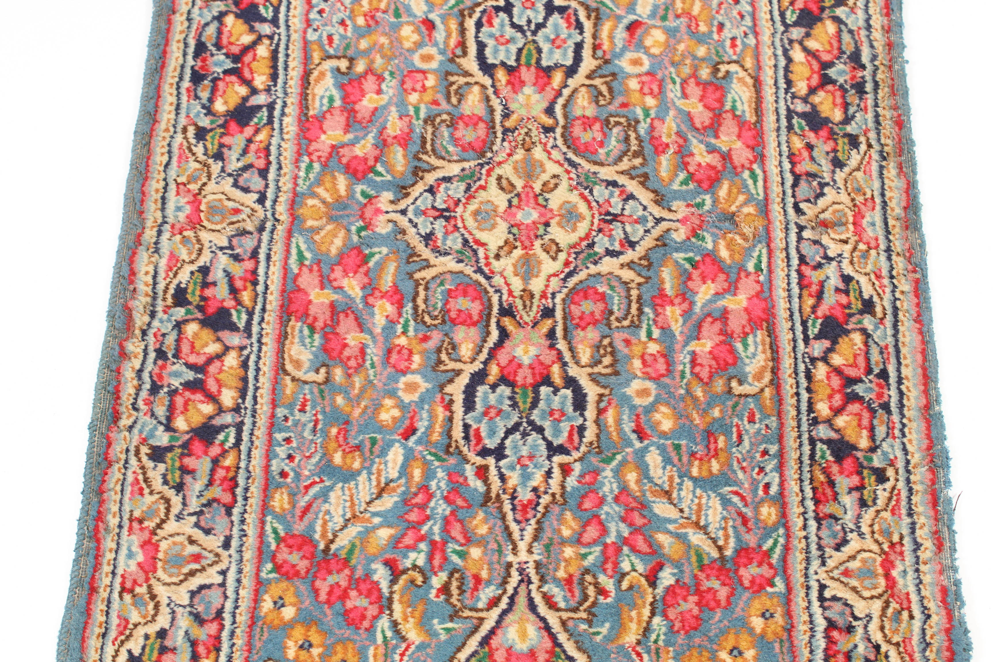 Vintage Hand-Knotted Persian Lavar Kerman Runner