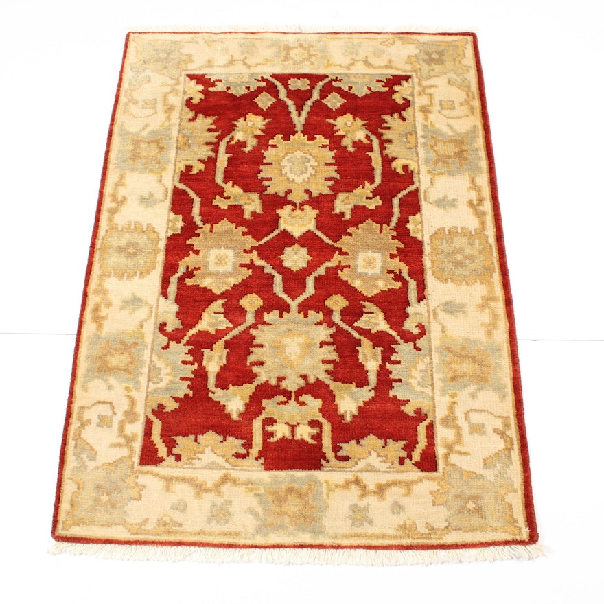 Hand-Knotted Indo-Turkish Oushak Rug