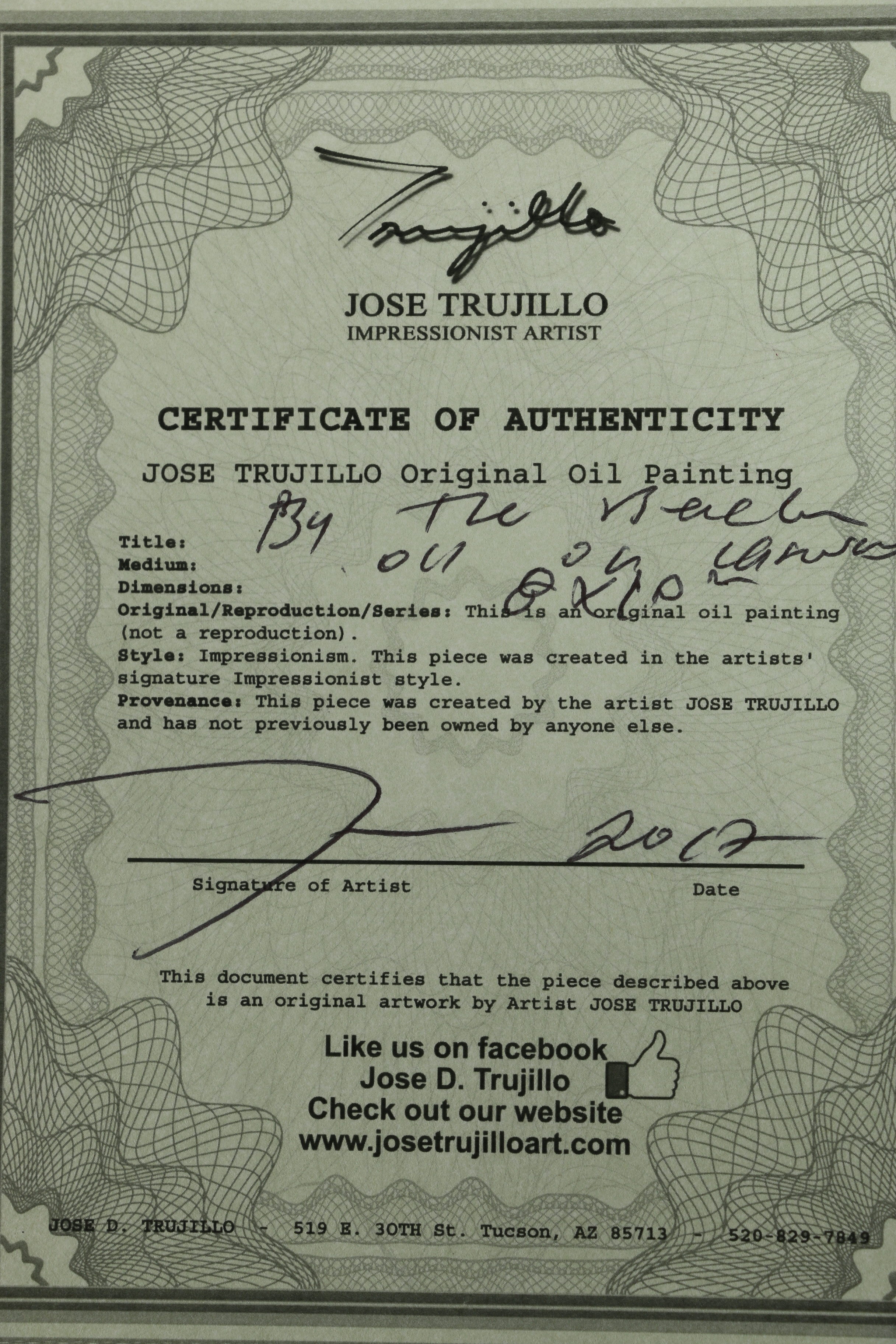 Jose Trujillo Oil Painting "By the Beach"