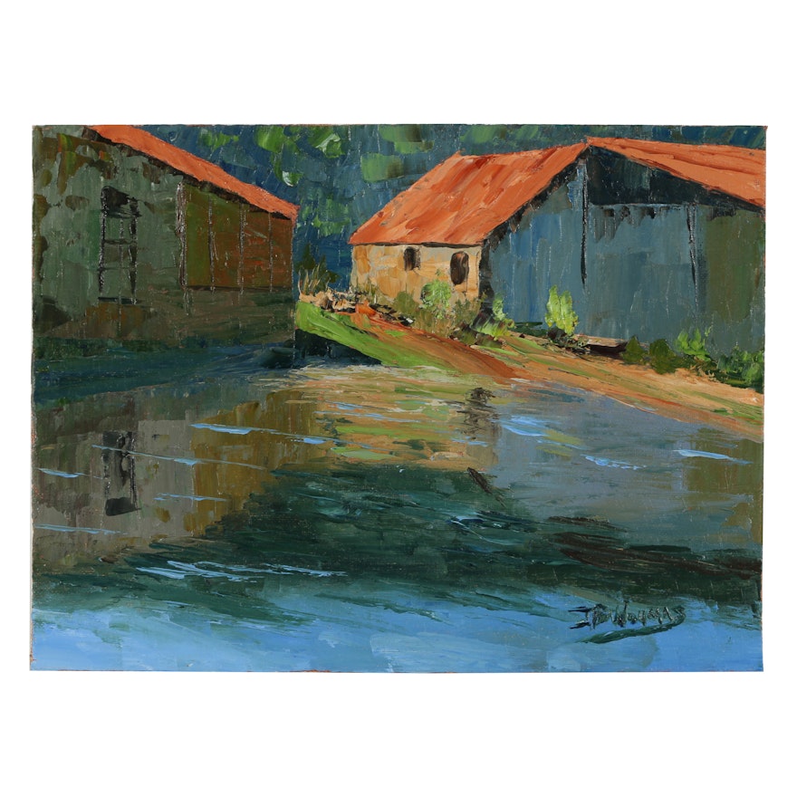 James Baldoumas Oil Painting "Farm Pond"