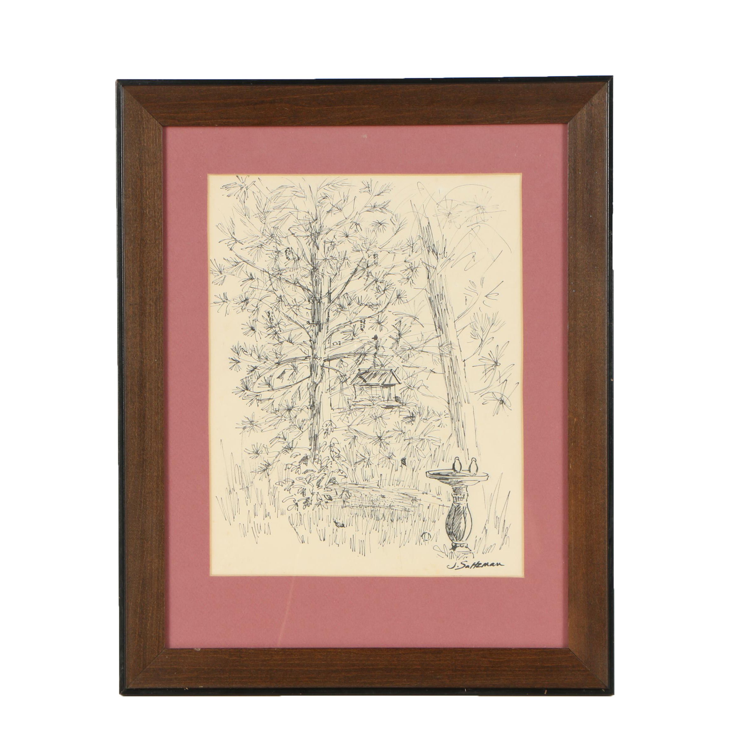 J. Saltzman Ink Drawing