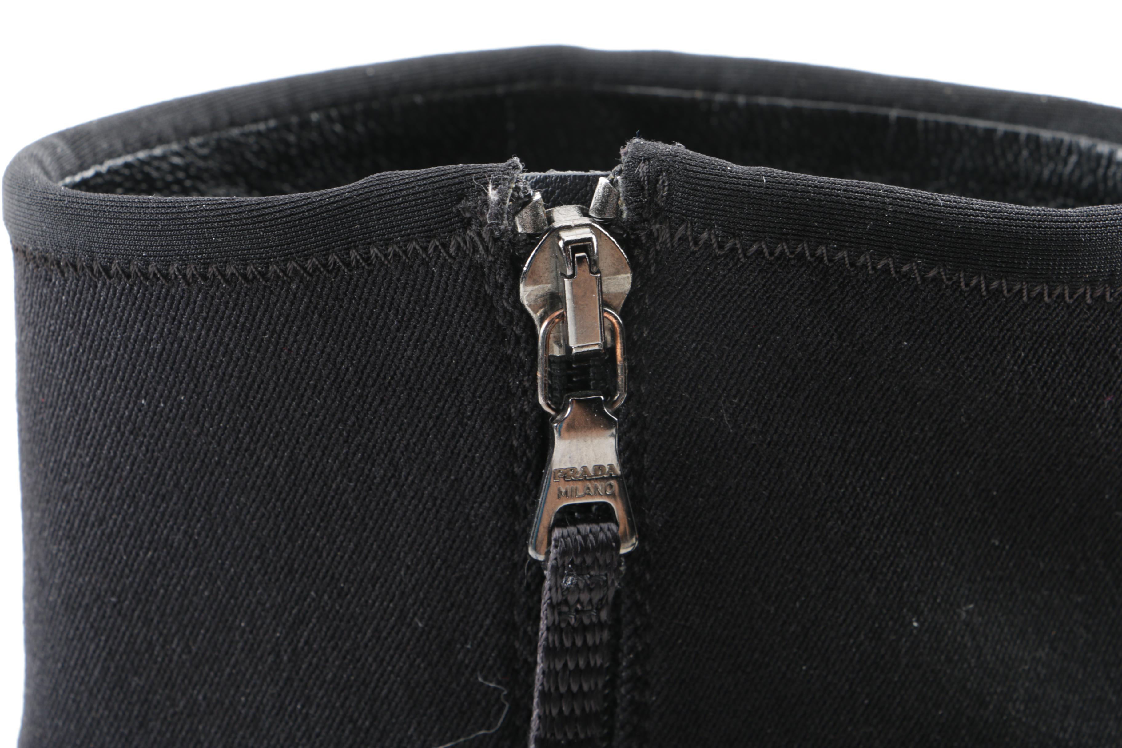 Prada Black Suede and Canvas Boots