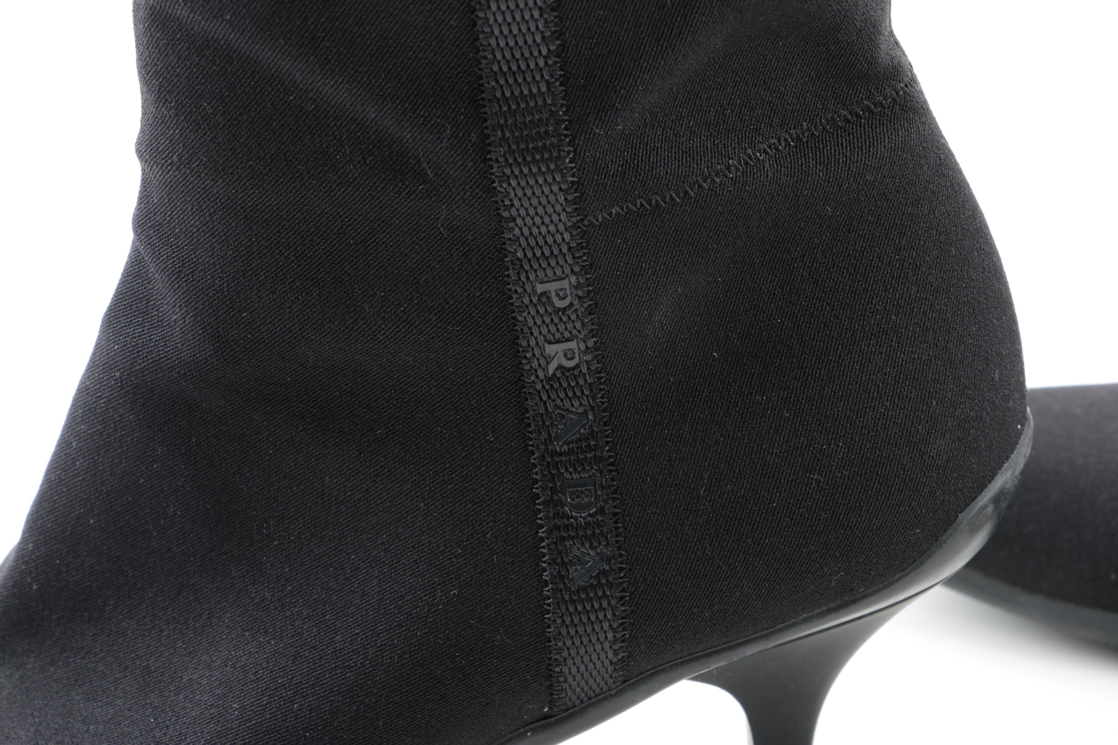 Prada Black Suede and Canvas Boots