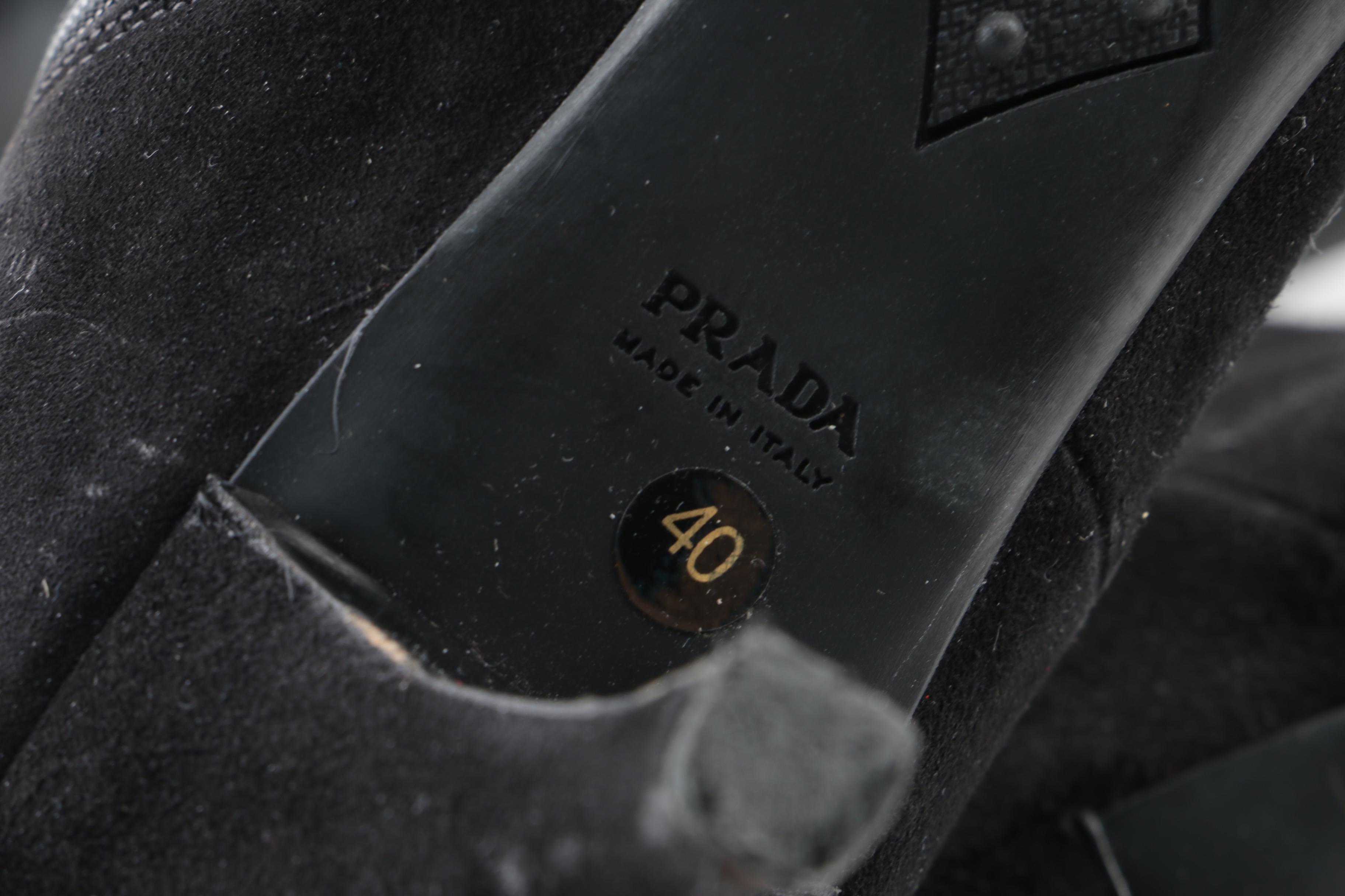 Prada Black Suede and Canvas Boots