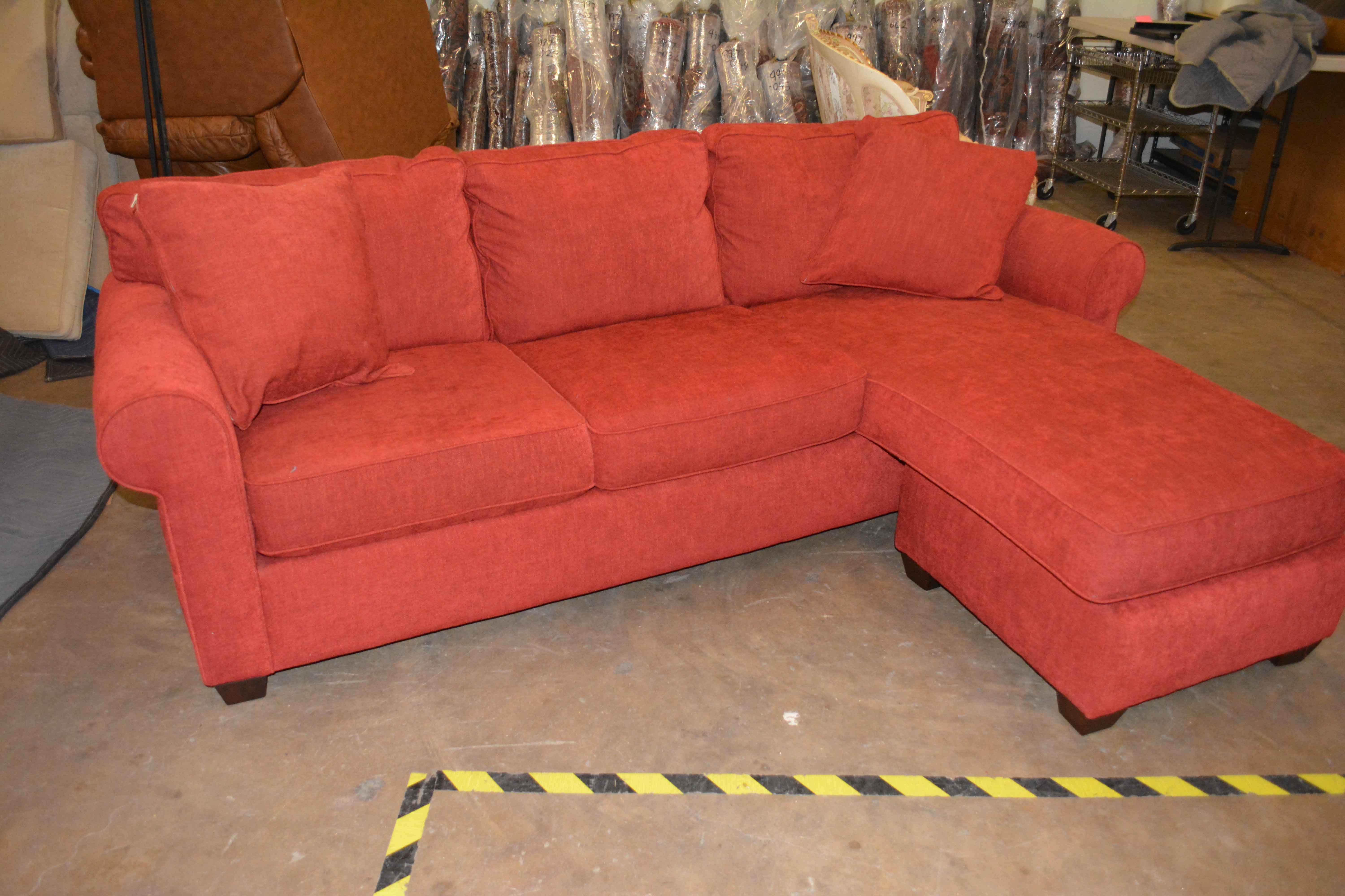 Red Sofa with Chaise and Ottoman by Haverty's