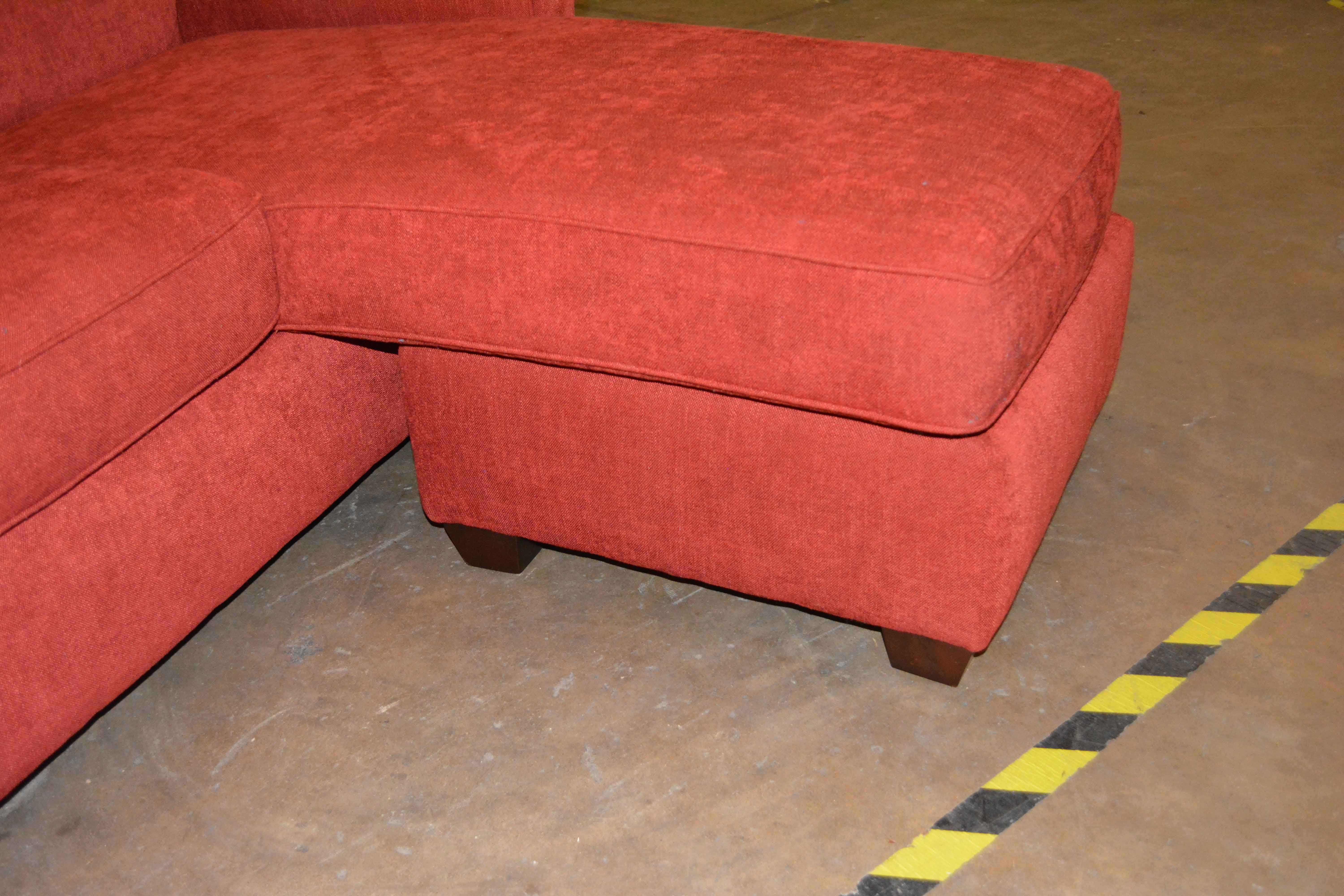 Red Sofa with Chaise and Ottoman by Haverty's