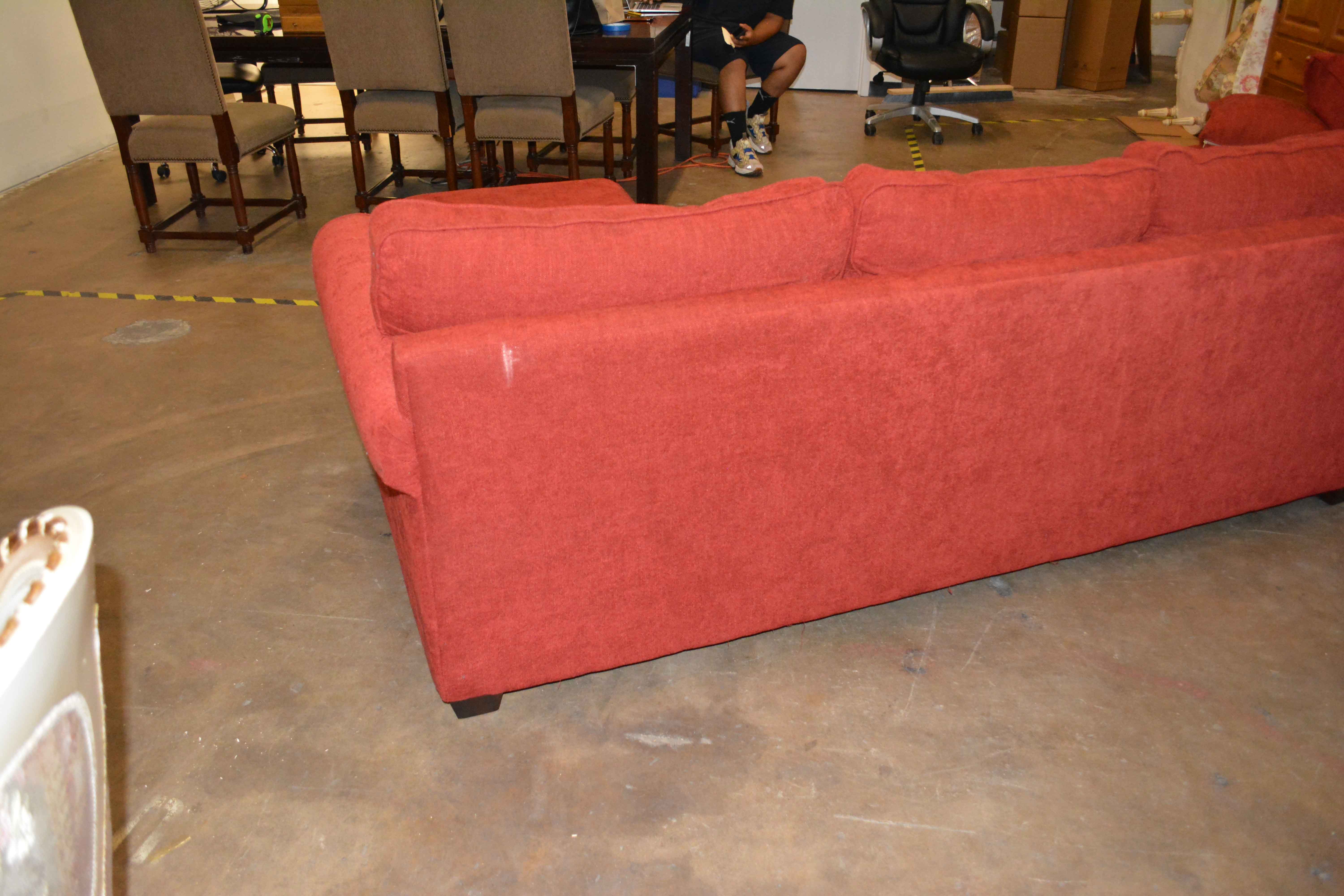 Red Sofa with Chaise and Ottoman by Haverty's
