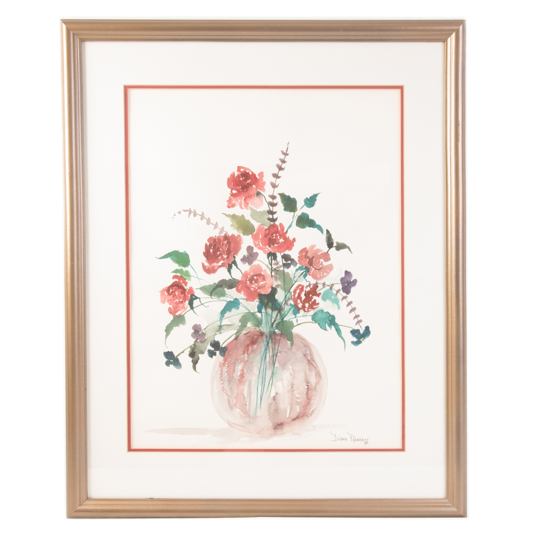 Vintage Diane Ramseur Watercolor on Paper Still Life