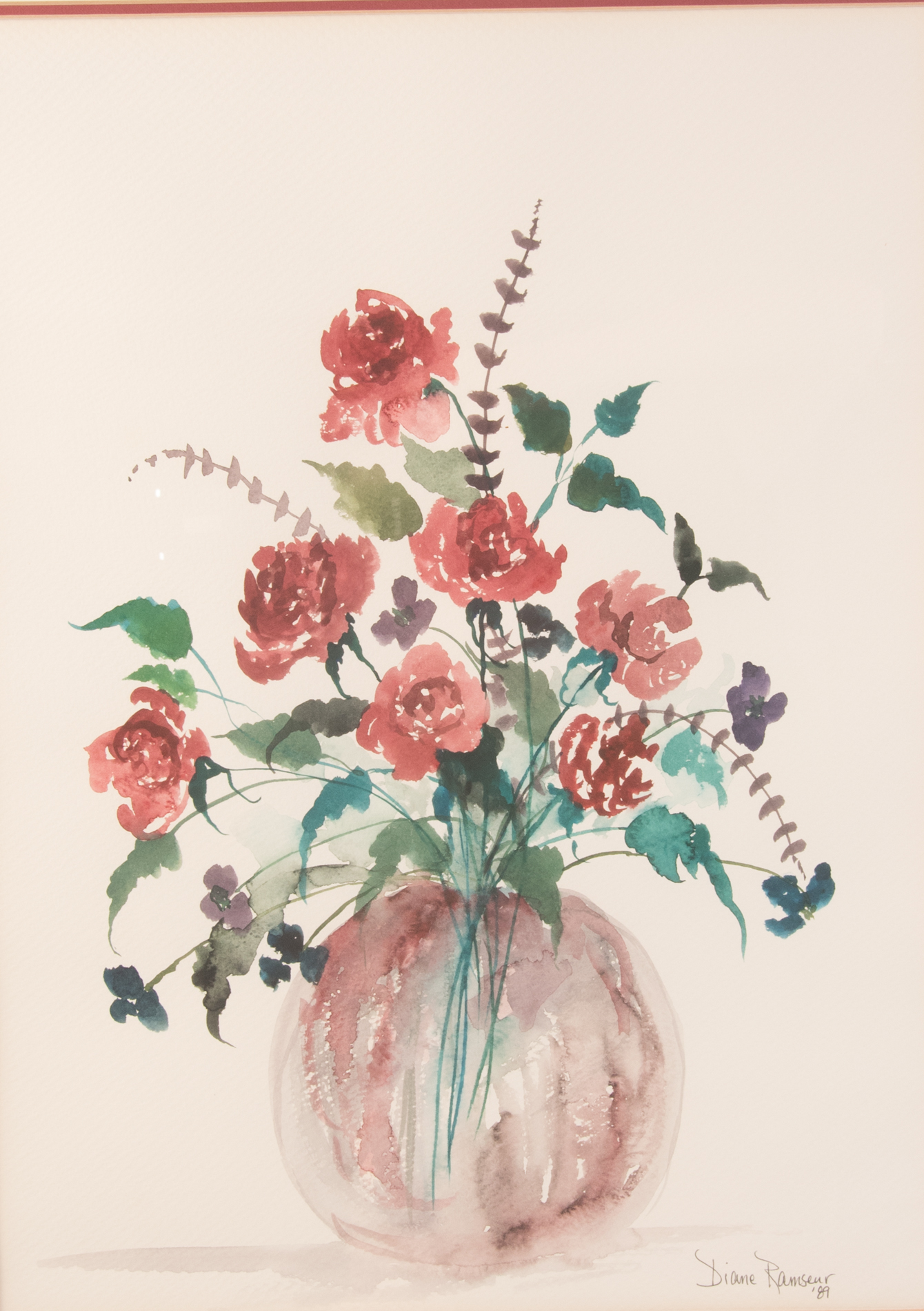 Vintage Diane Ramseur Watercolor on Paper Still Life