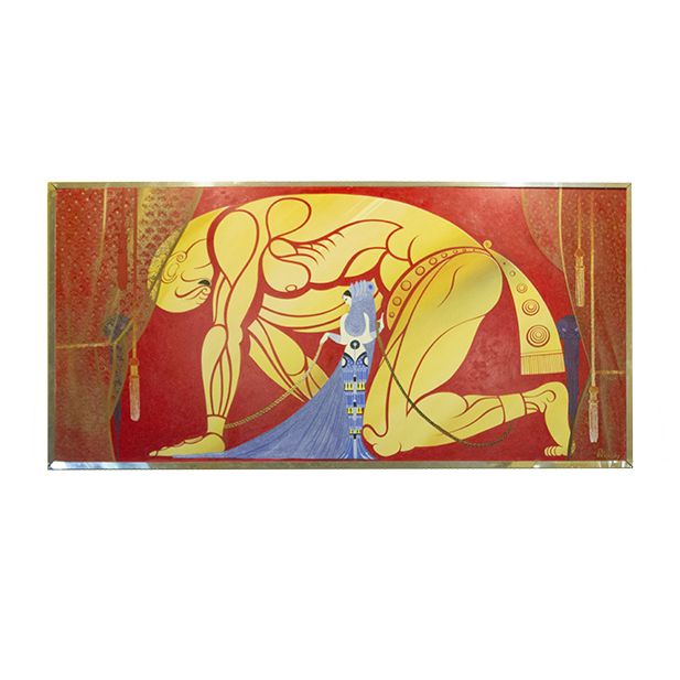 Petrovsky Oil Painting on Panel After Erté "Samson and Delilah"
