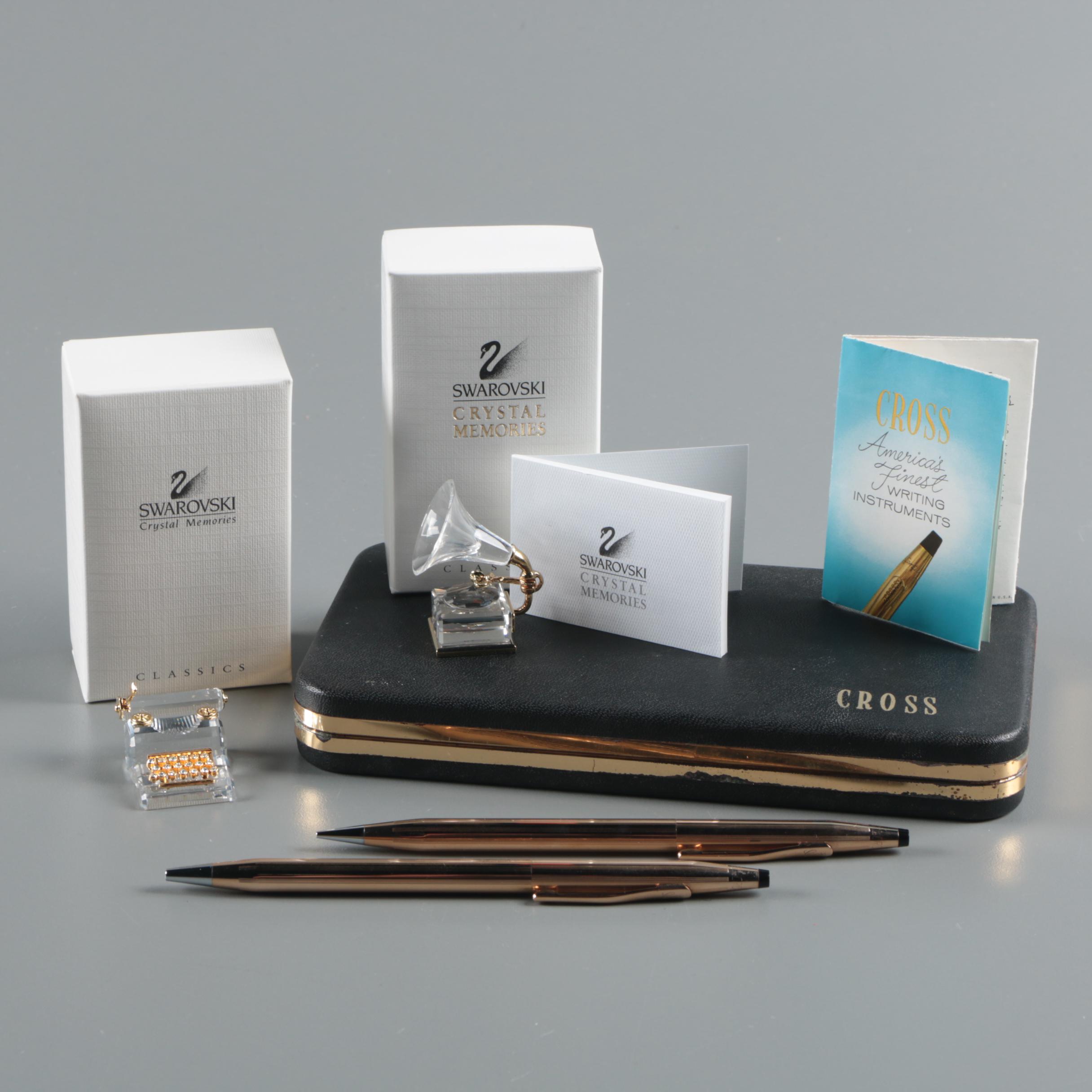 Cross Gold-Filled Pen and Pencil Set with Swarovski Crystal Miniatures