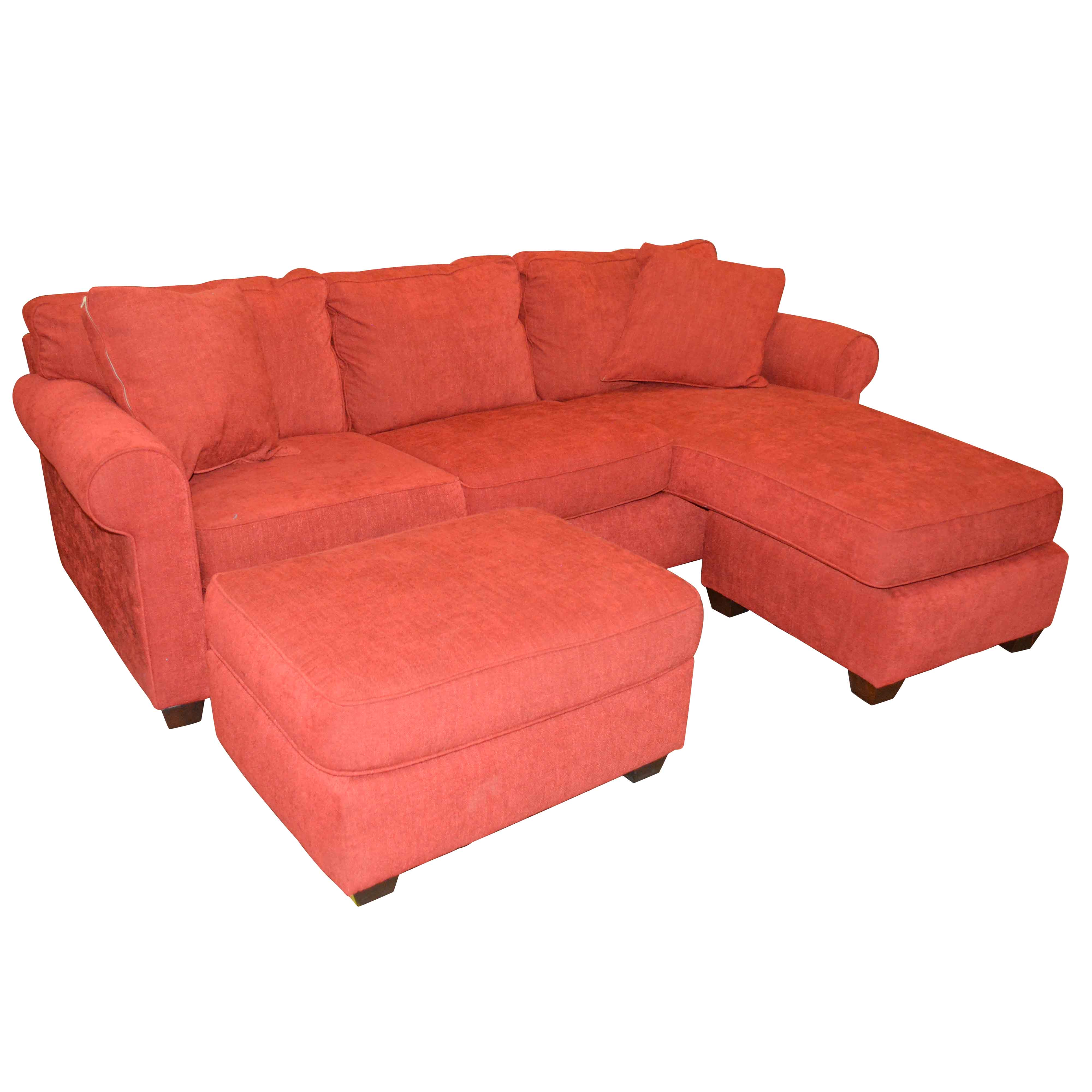 Red Sofa with Chaise and Ottoman by Haverty's