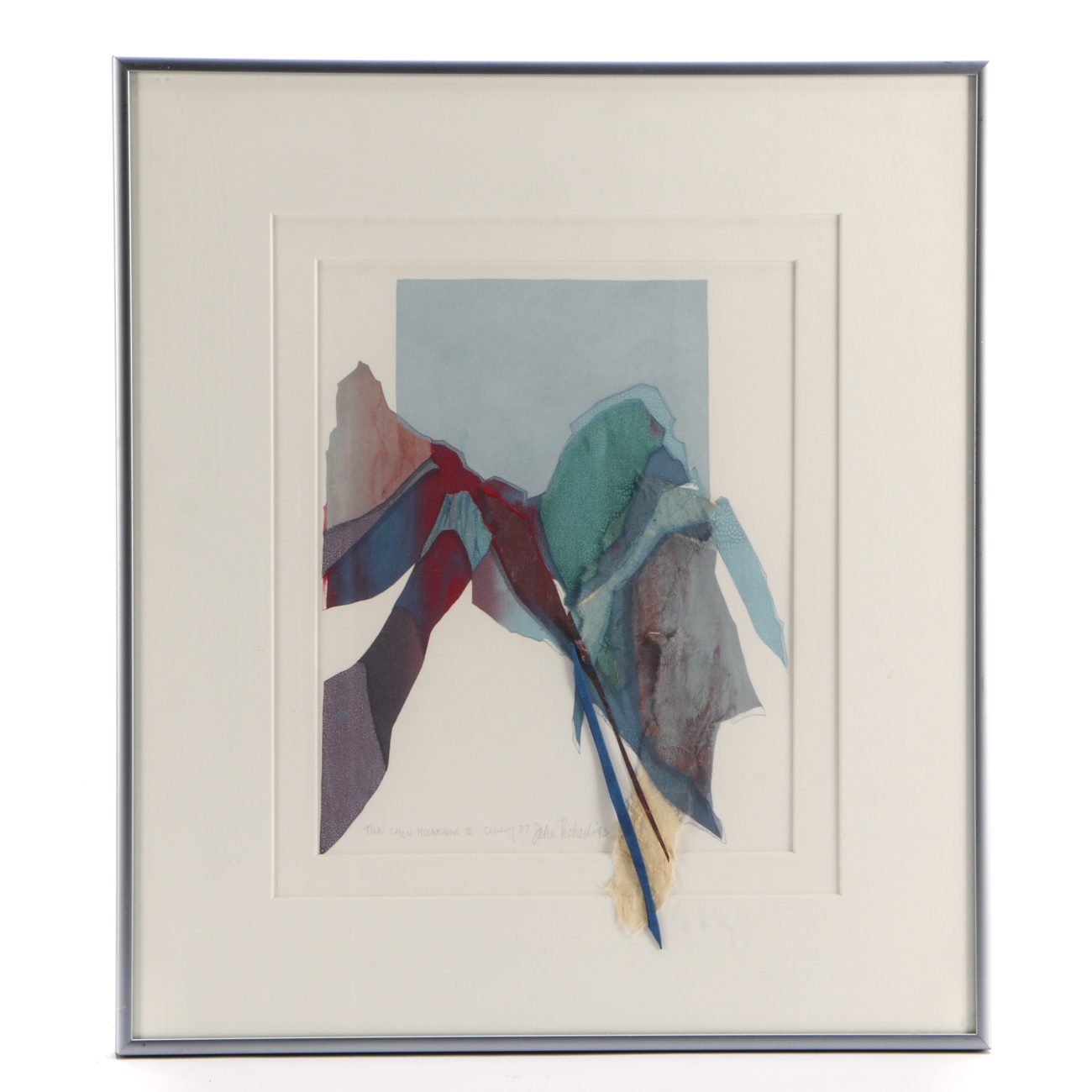 Sara Richards 1993 Mixed Media Monoprint "Tien Chen Mountains II, Series 237"