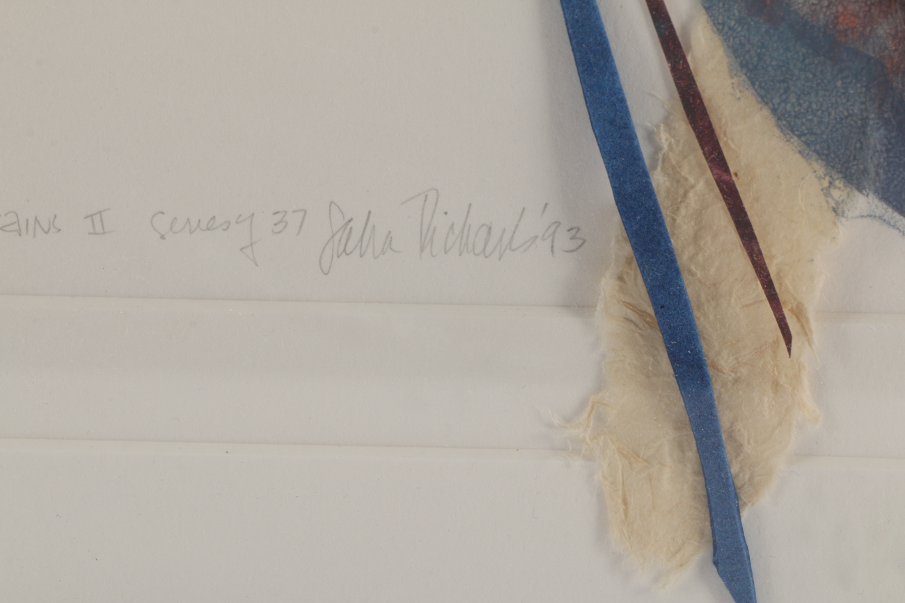 Sara Richards 1993 Mixed Media Monoprint "Tien Chen Mountains II, Series 237"