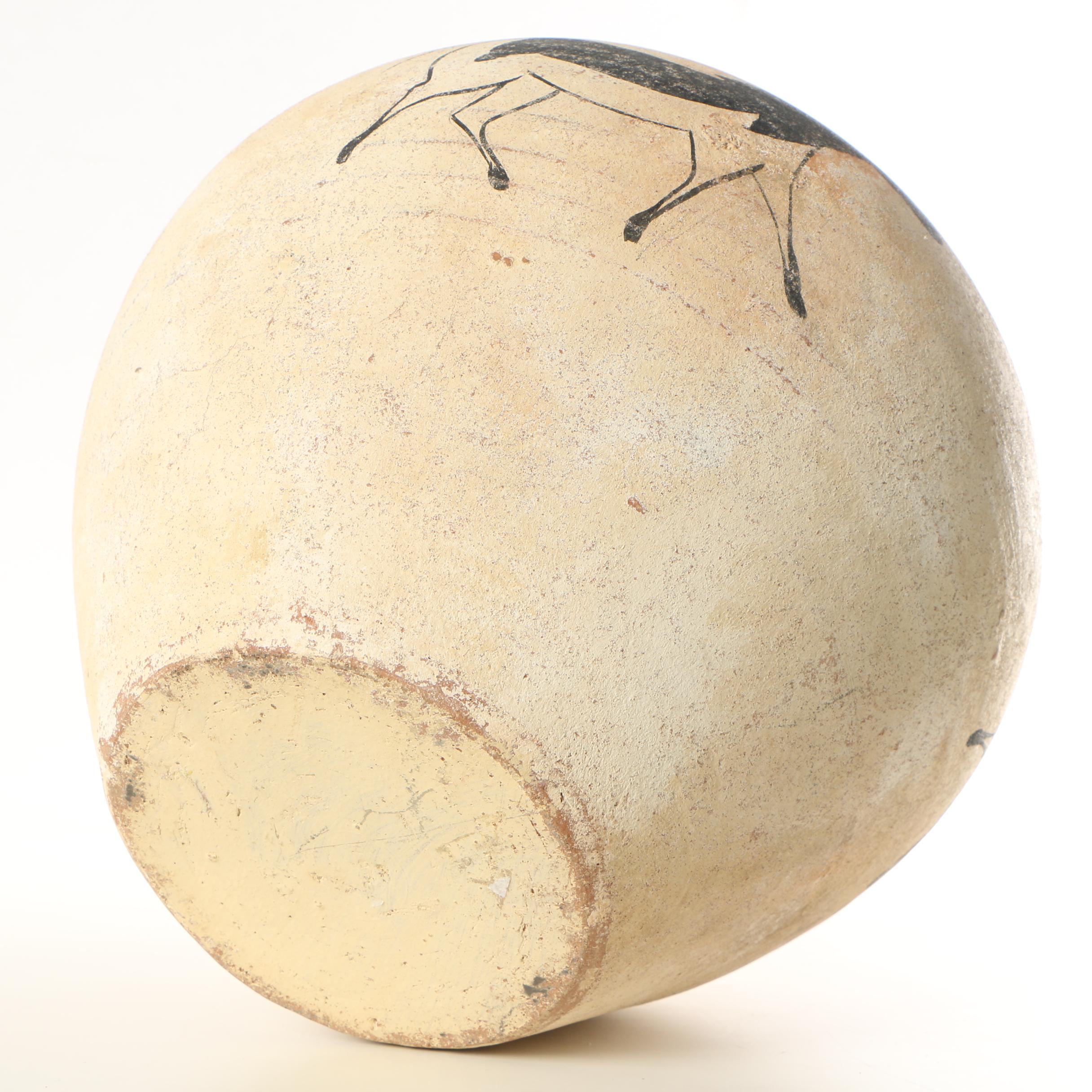 Southwestern Inspired Earthenware Ceramic Vase with Pony Decoration