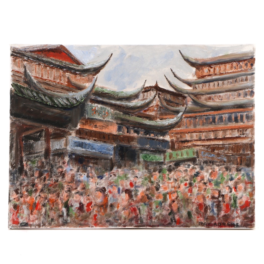 Ray Abrams Original Oil on Canvas East Asian Scene