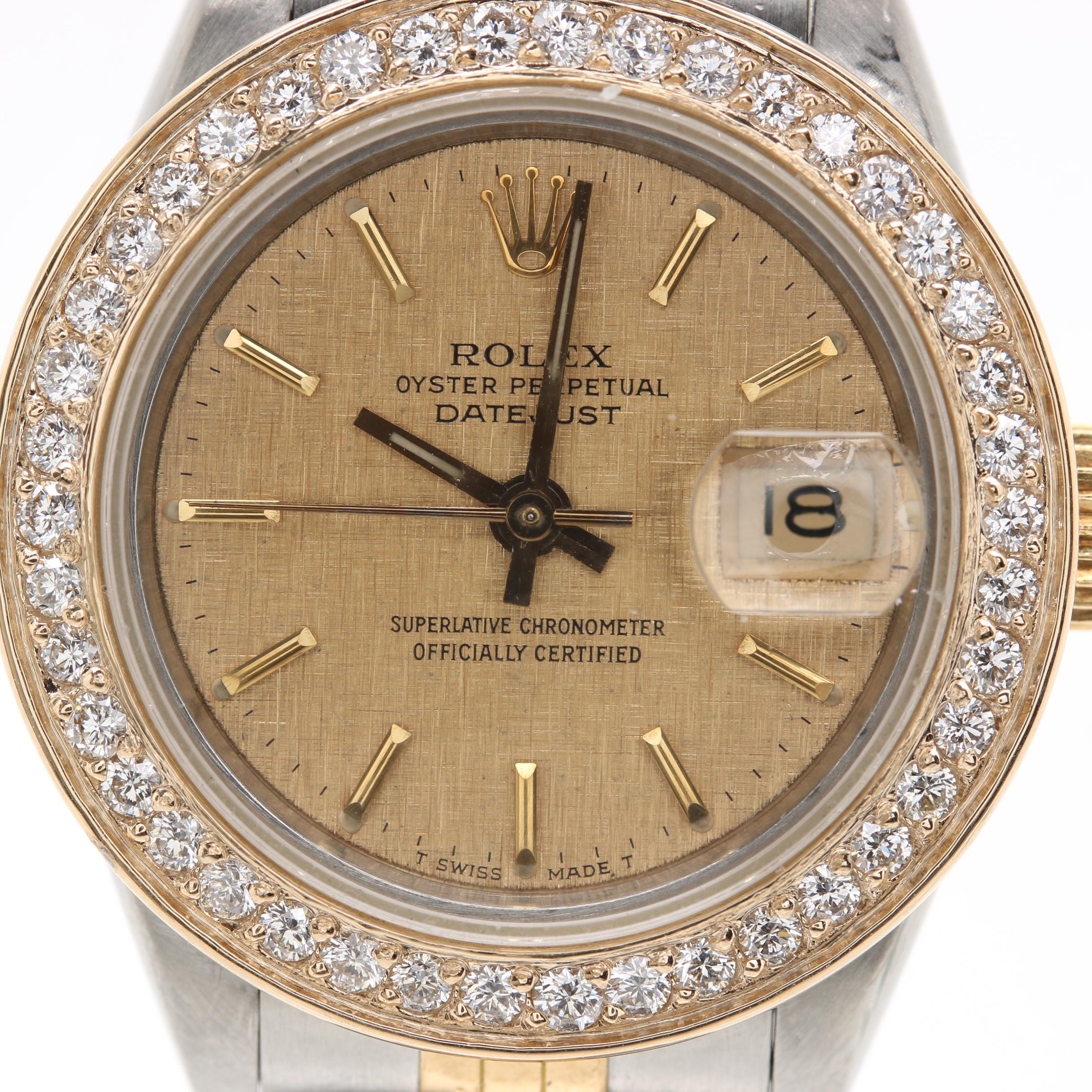 Circa 1987 Rolex Stainless Steel and 18K Yellow Gold Diamond Watch