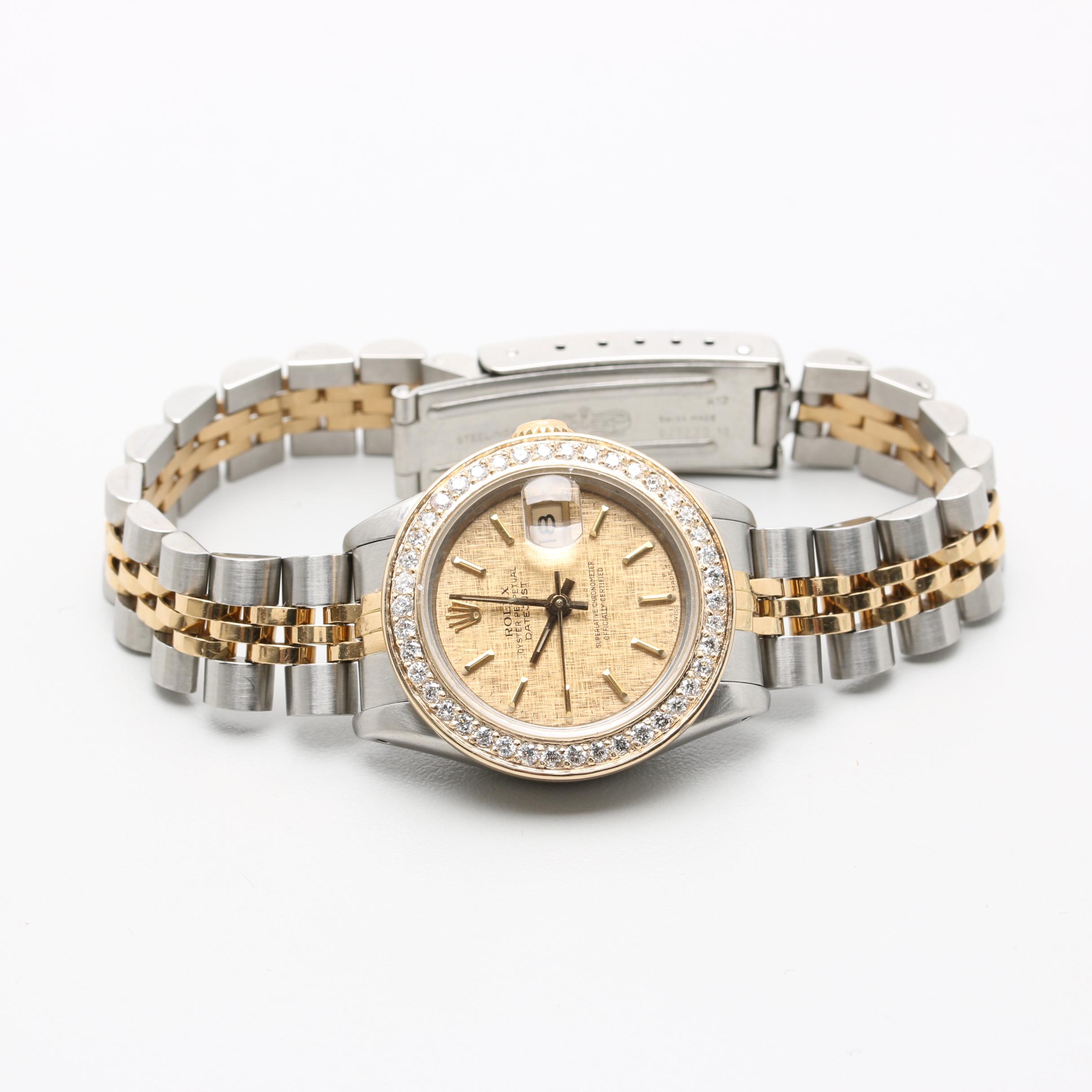 Circa 1987 Rolex Stainless Steel and 18K Yellow Gold Diamond Watch