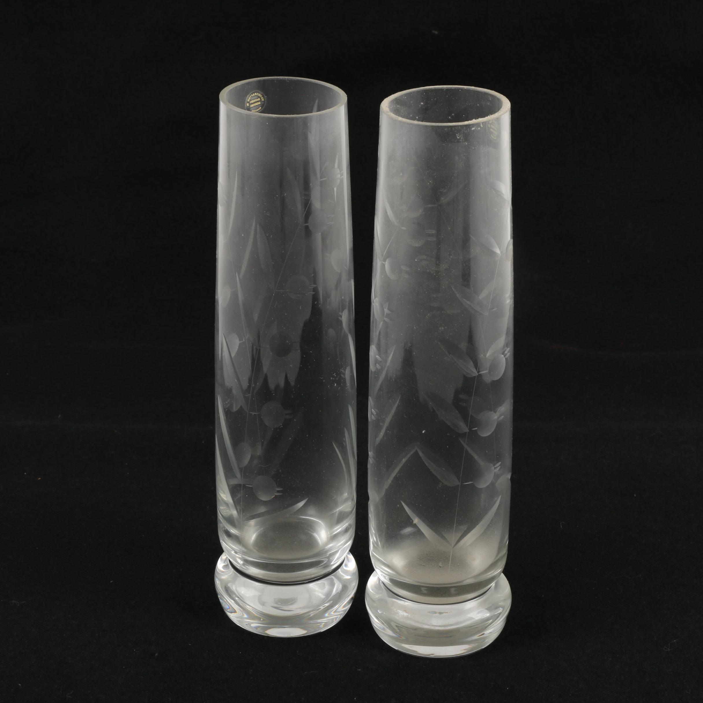 Vintage Romanian Cut Glass Vases