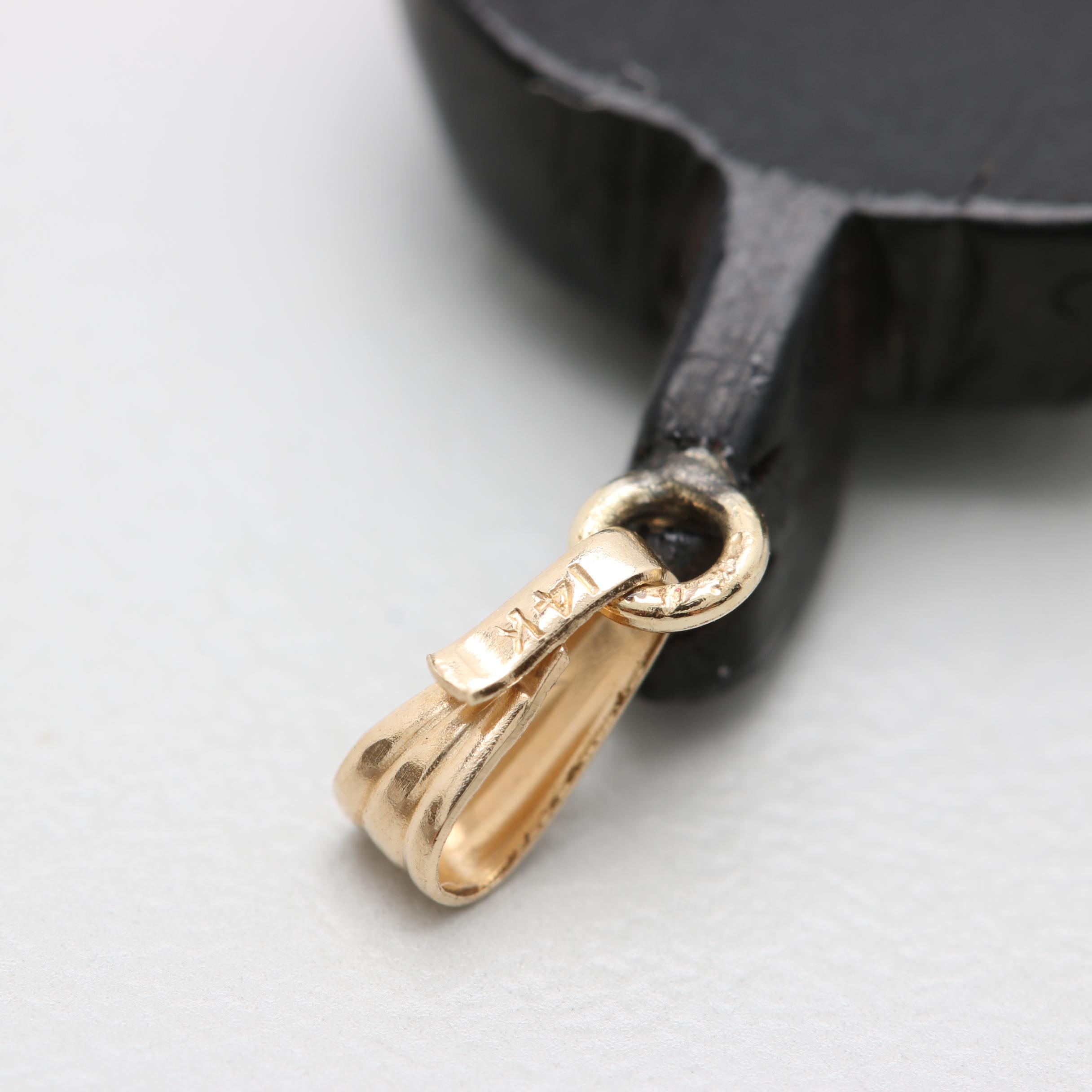 14K Yellow Gold Black Coral and Cultured Pearl Stud Earrings and Pendant