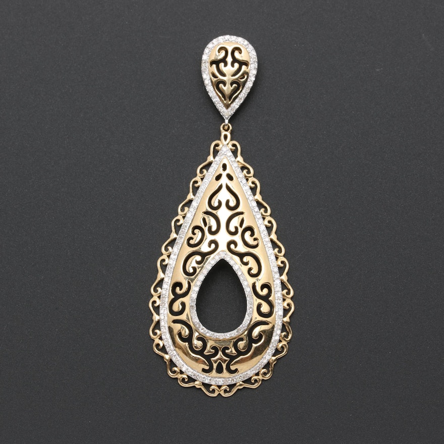 14K Yellow Gold Diamond Pendant