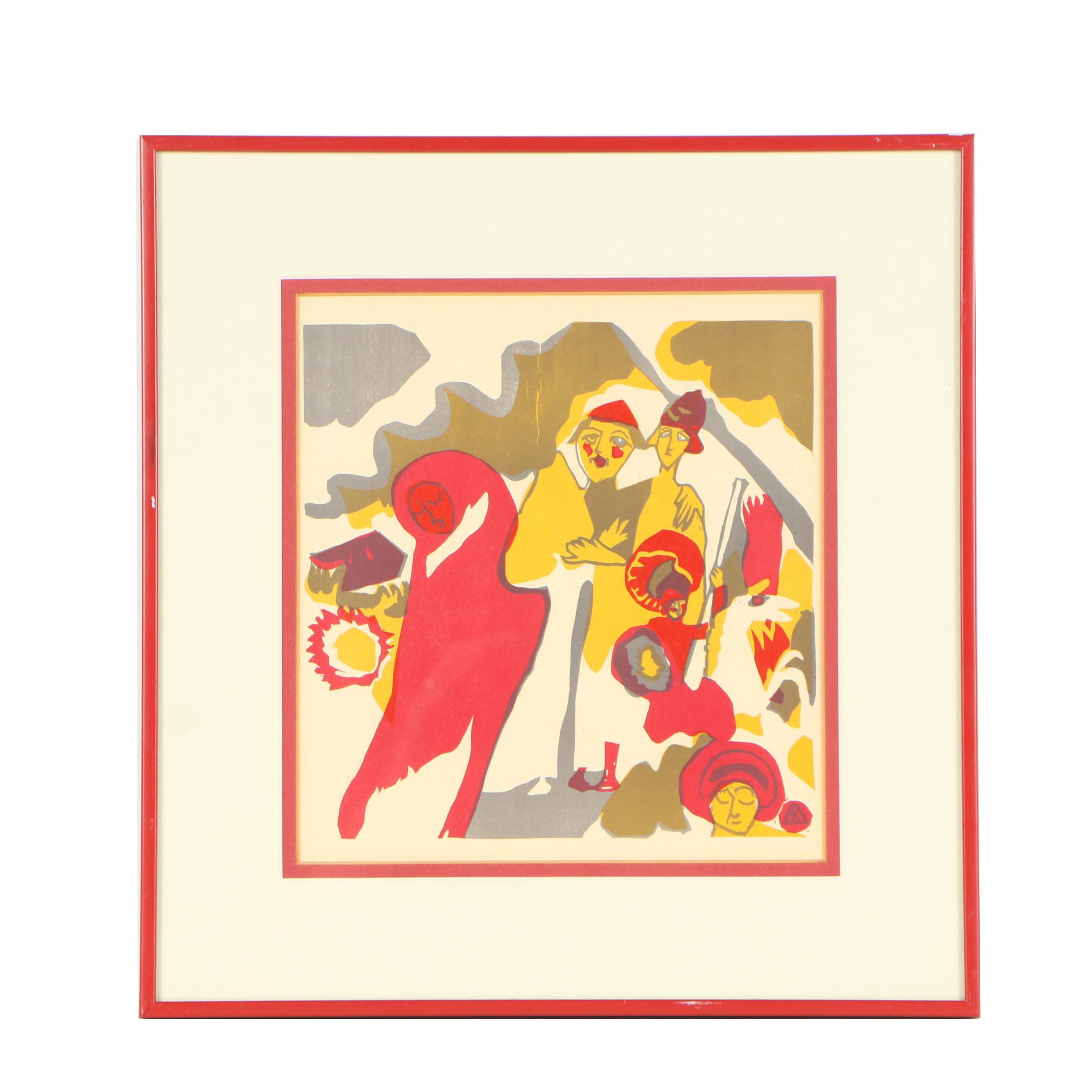 Vasily Kandinsky Woodblock "All Saints' Day"