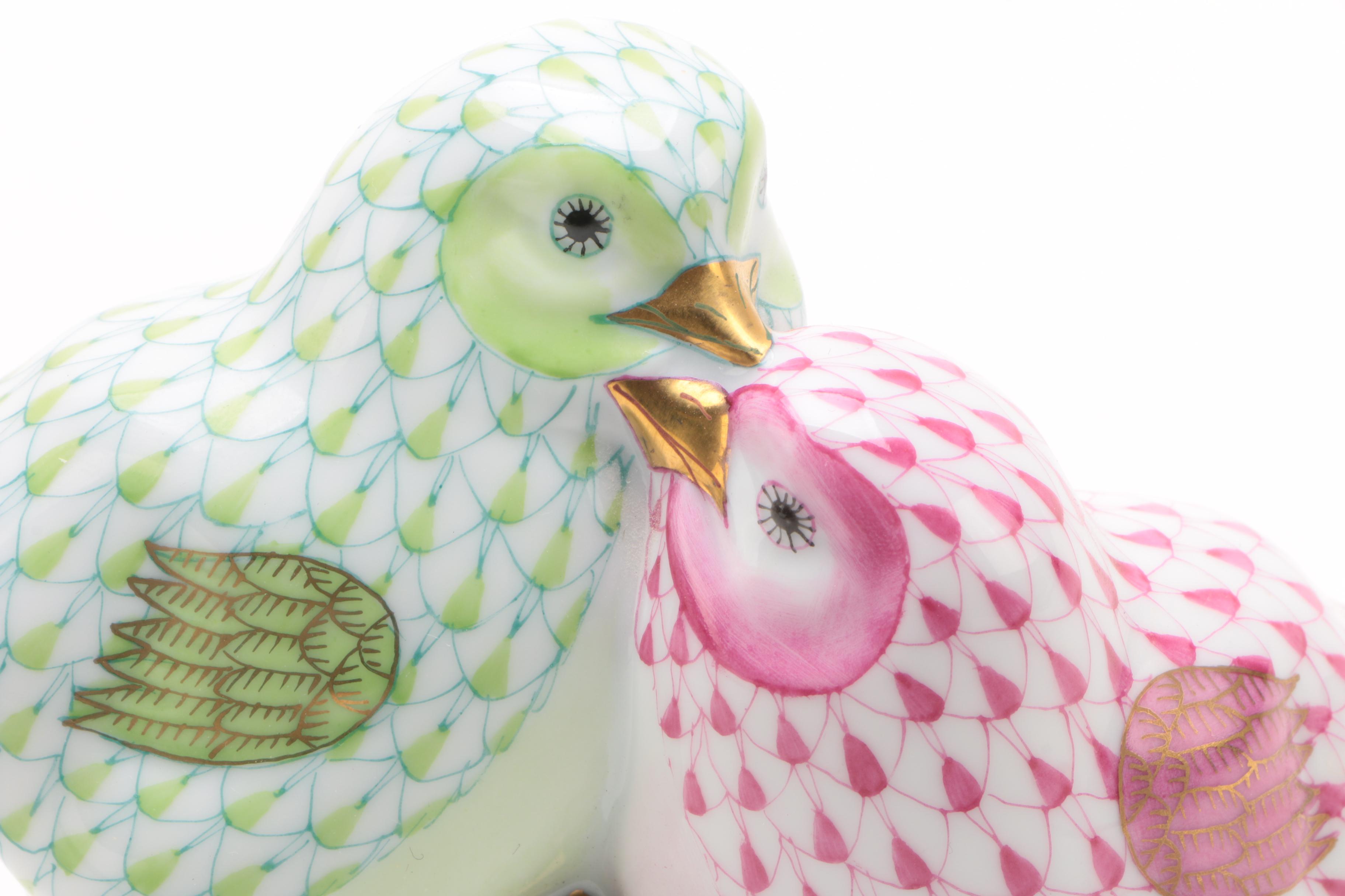 Herend "Pair of Chicks on Golden Egg" Porcelain Figurine