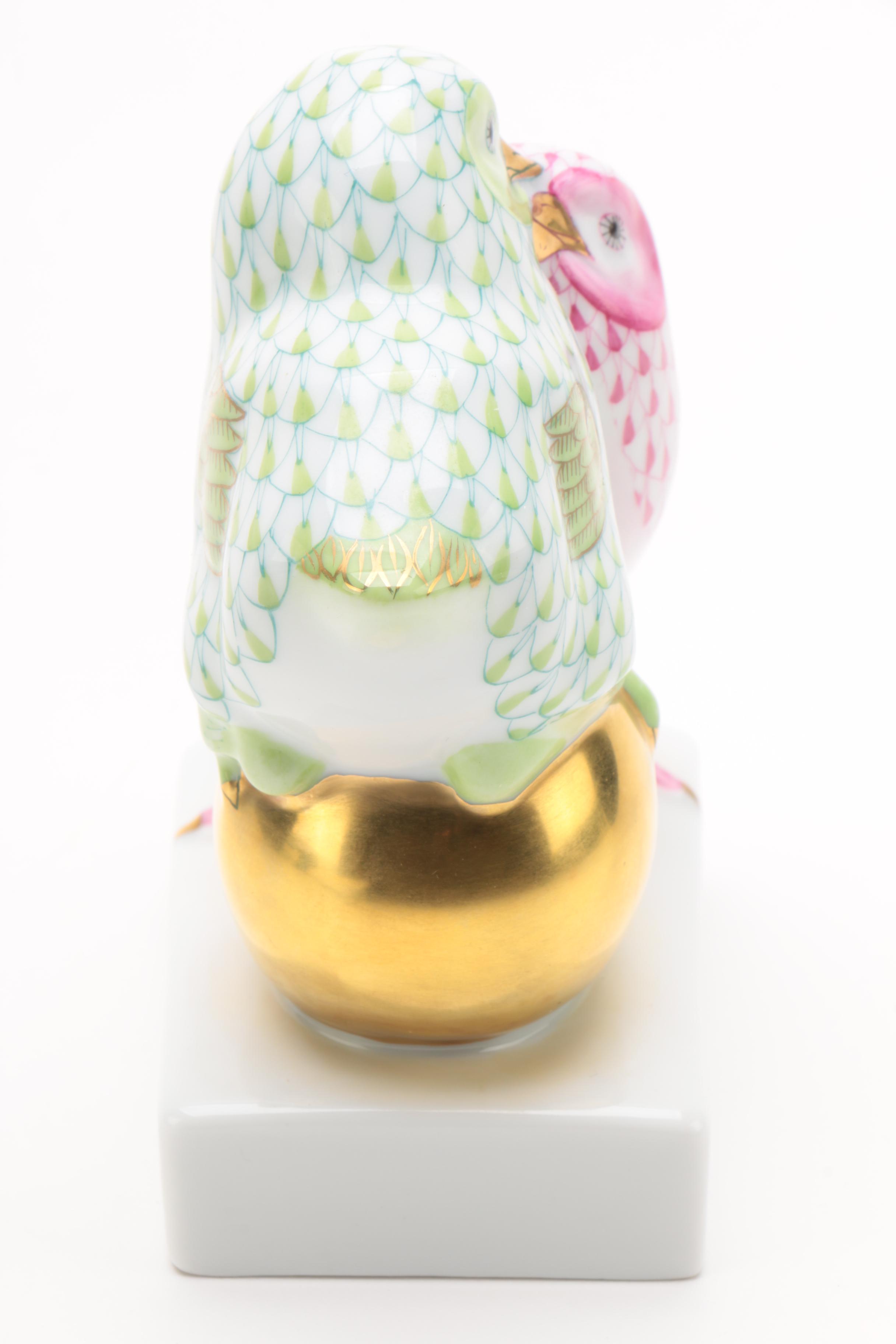 Herend "Pair of Chicks on Golden Egg" Porcelain Figurine